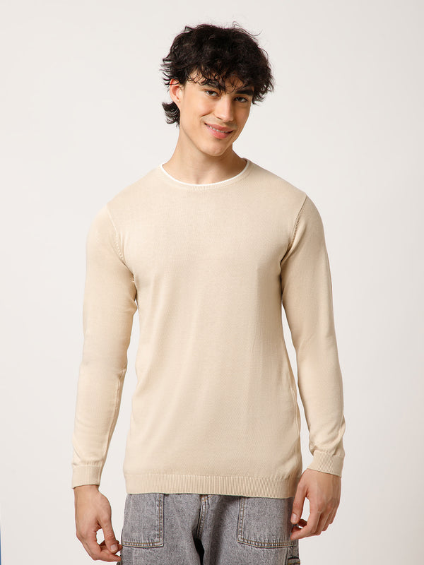 Essential Slim Fit Lightweight Crew Neck Pullover SweatShirt