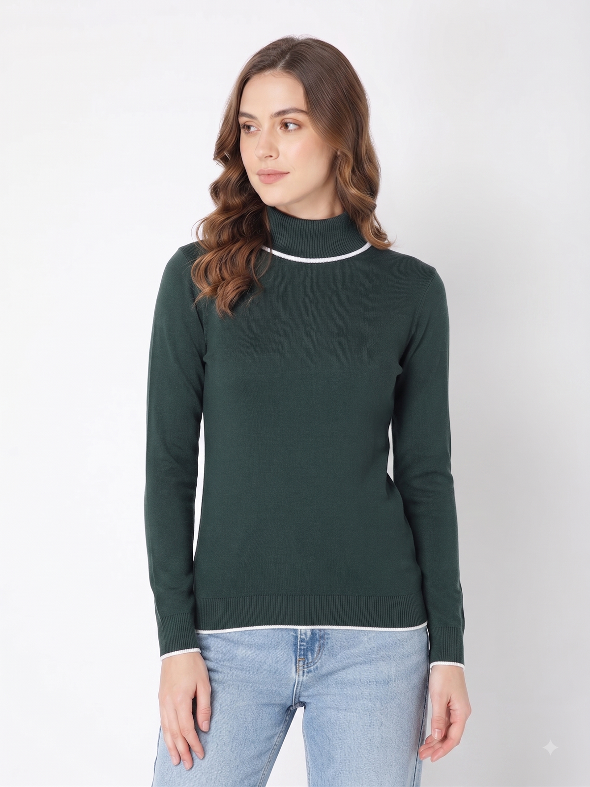Rauth Women’s High Neck Knitted Sweater | Full Sleeve Turtle Neck Pullover | Soft Comfortable Regular Fit Winter Wear for Women