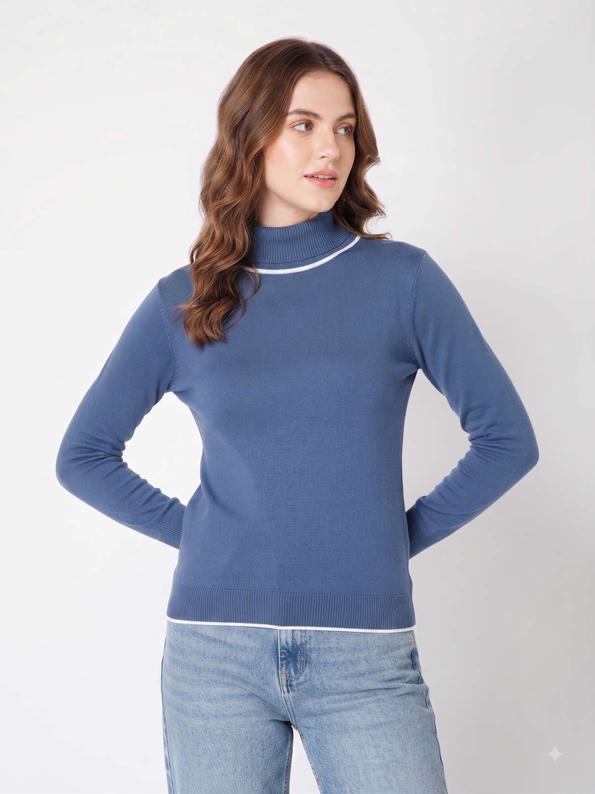 Rauth Women’s High Neck Knitted Sweater | Full Sleeve Turtle Neck Pullover | Soft Comfortable Regular Fit Winter Wear for Women