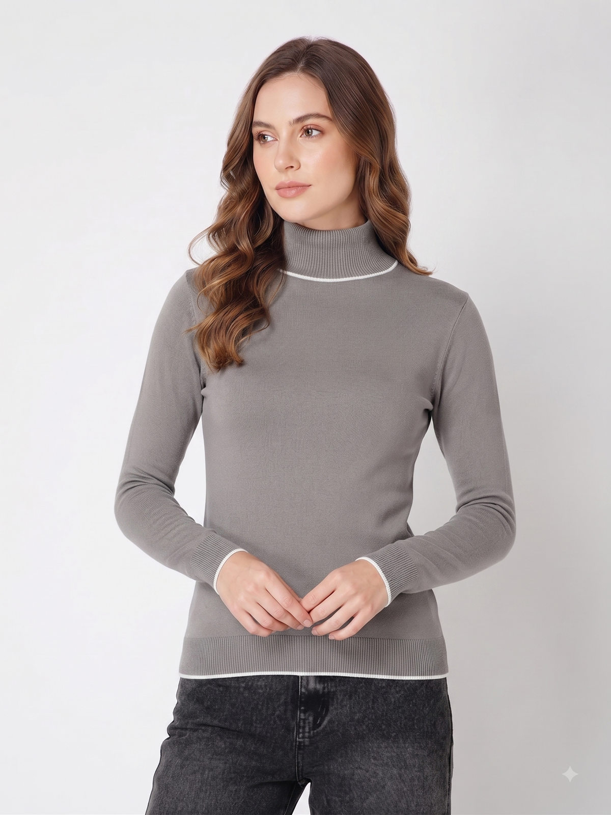 Rauth Women’s High Neck Knitted Sweater | Full Sleeve Turtle Neck Pullover | Soft Comfortable Regular Fit Winter Wear for Women