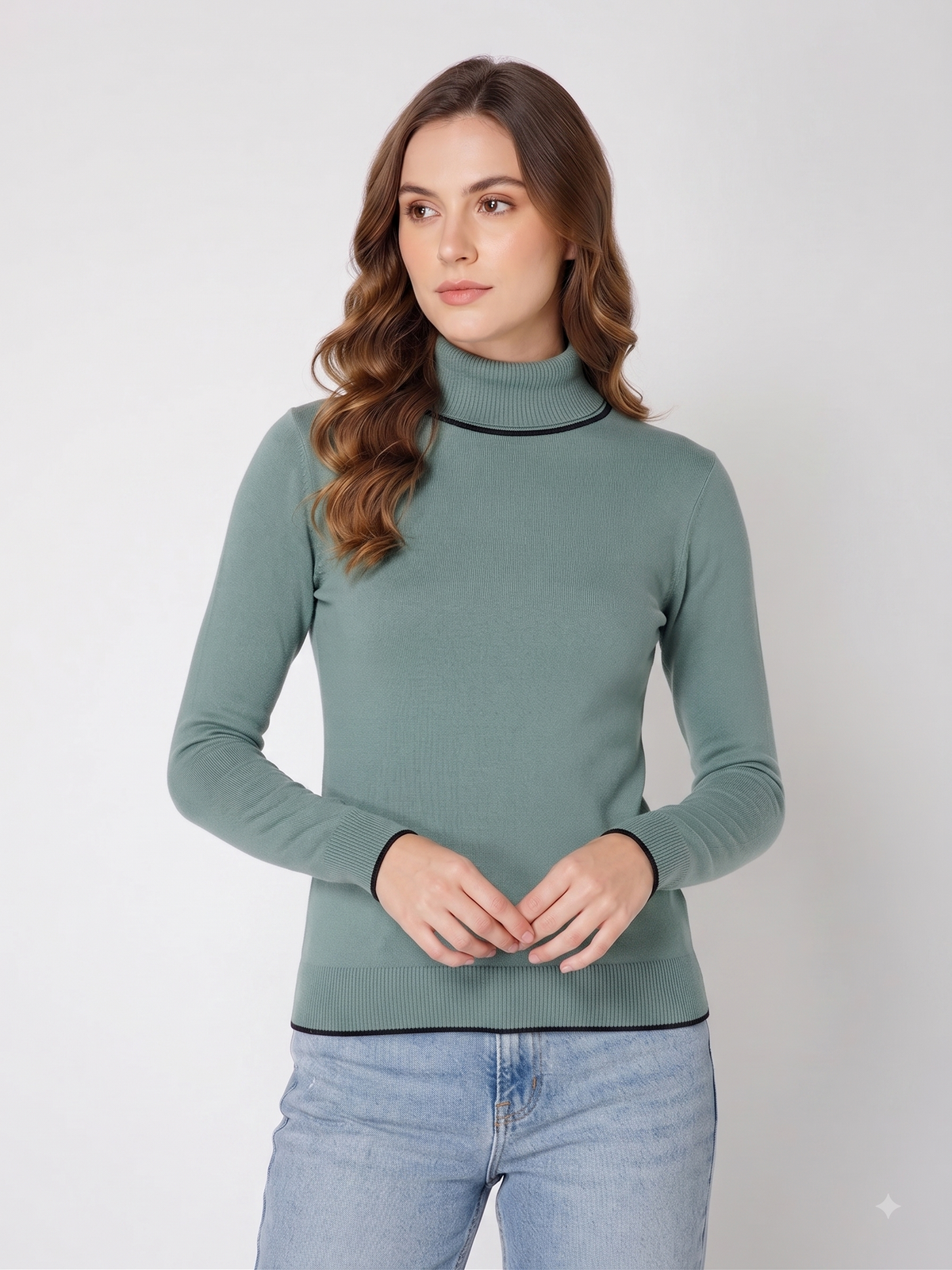 Rauth Women’s High Neck Knitted Sweater | Full Sleeve Turtle Neck Pullover | Soft Comfortable Regular Fit Winter Wear for Women
