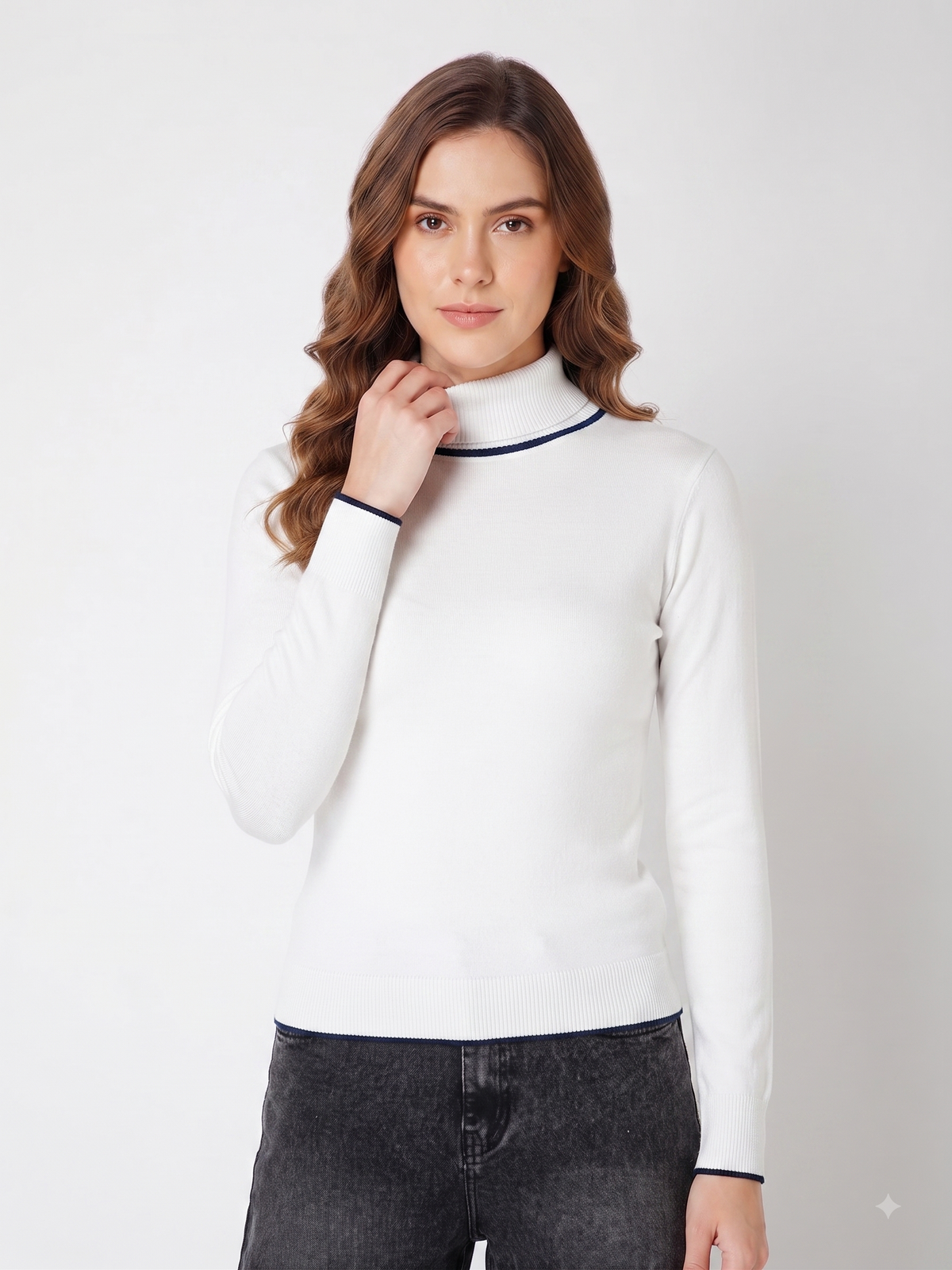 Rauth Women’s High Neck Knitted Sweater | Full Sleeve Turtle Neck Pullover | Soft Comfortable Regular Fit Winter Wear for Women
