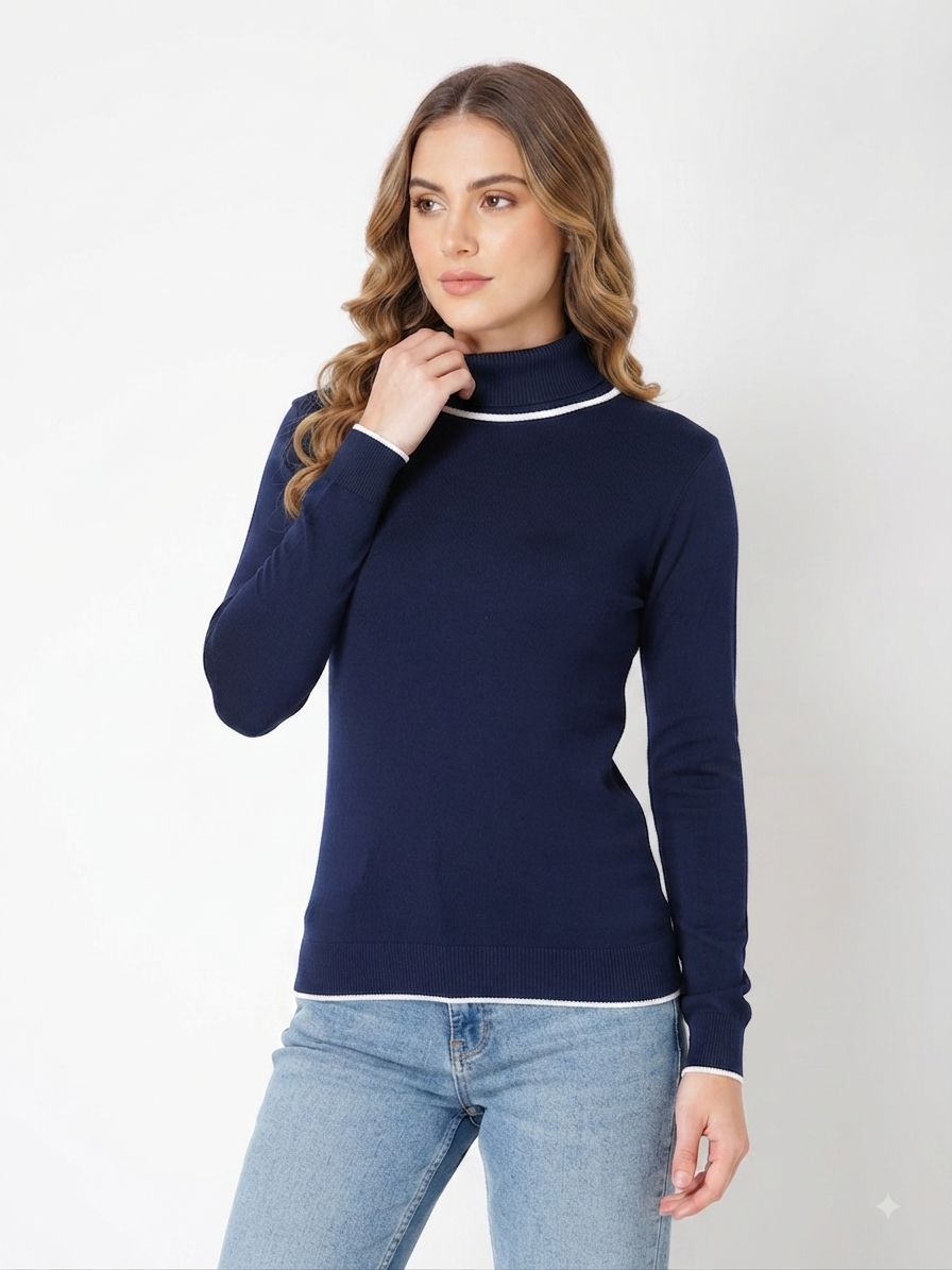 Rauth Women’s High Neck Knitted Sweater | Full Sleeve Turtle Neck Pullover | Soft Comfortable Regular Fit Winter Wear for Women