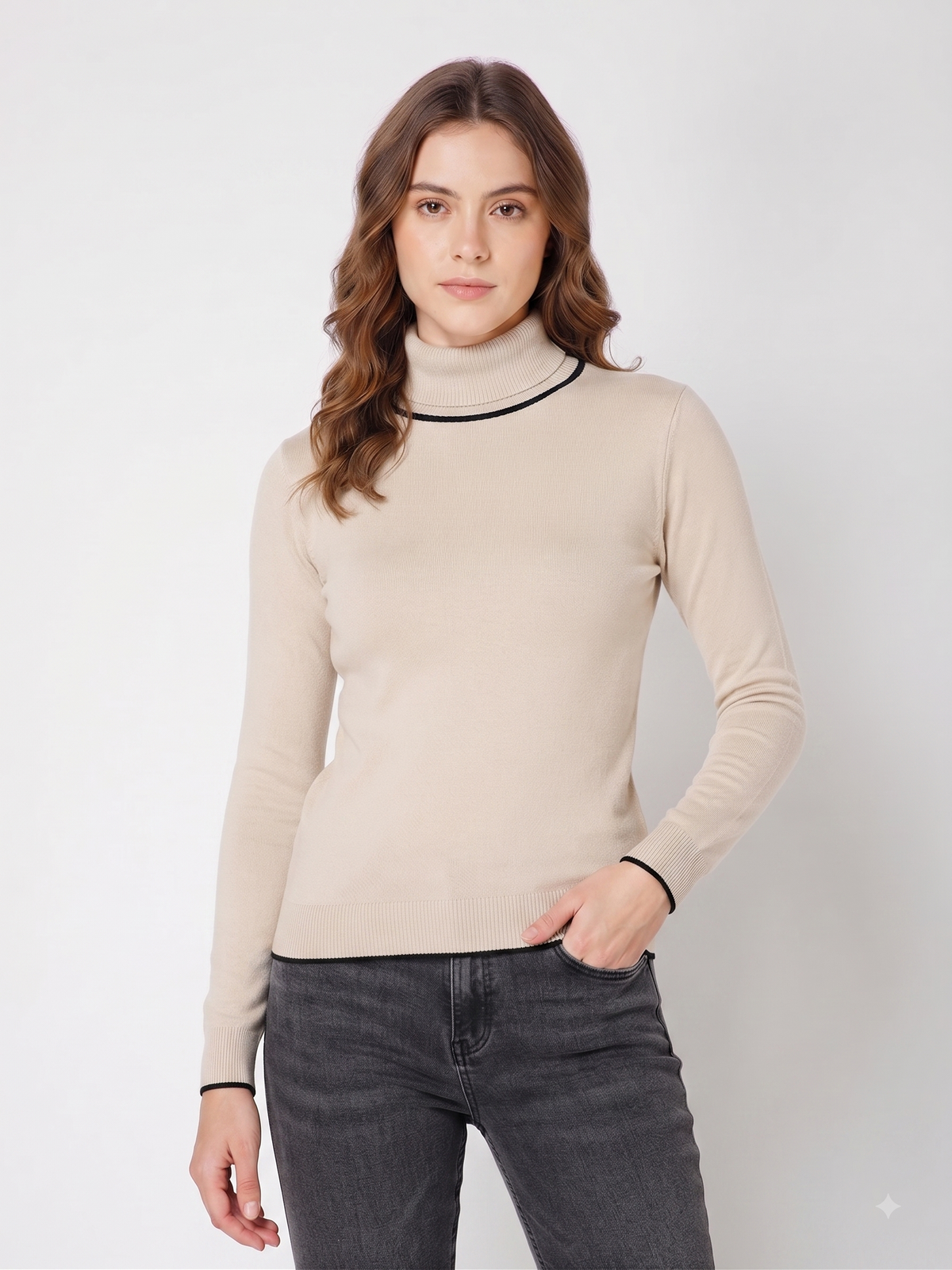 Rauth Women’s High Neck Knitted Sweater | Full Sleeve Turtle Neck Pullover | Soft Comfortable Regular Fit Winter Wear for Women