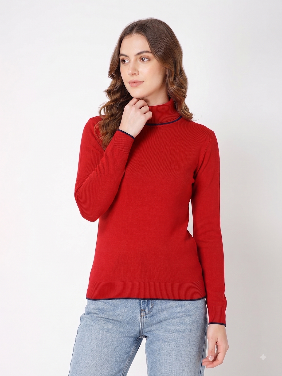 Rauth Women’s High Neck Knitted Sweater | Full Sleeve Turtle Neck Pullover | Soft Comfortable Regular Fit Winter Wear for Women