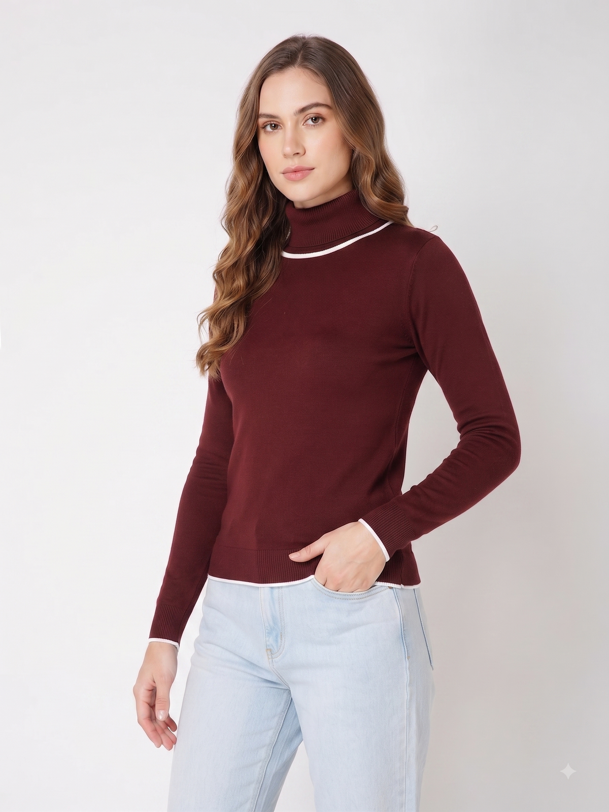 Rauth Women’s High Neck Knitted Sweater | Full Sleeve Turtle Neck Pullover | Soft Comfortable Regular Fit Winter Wear for Women