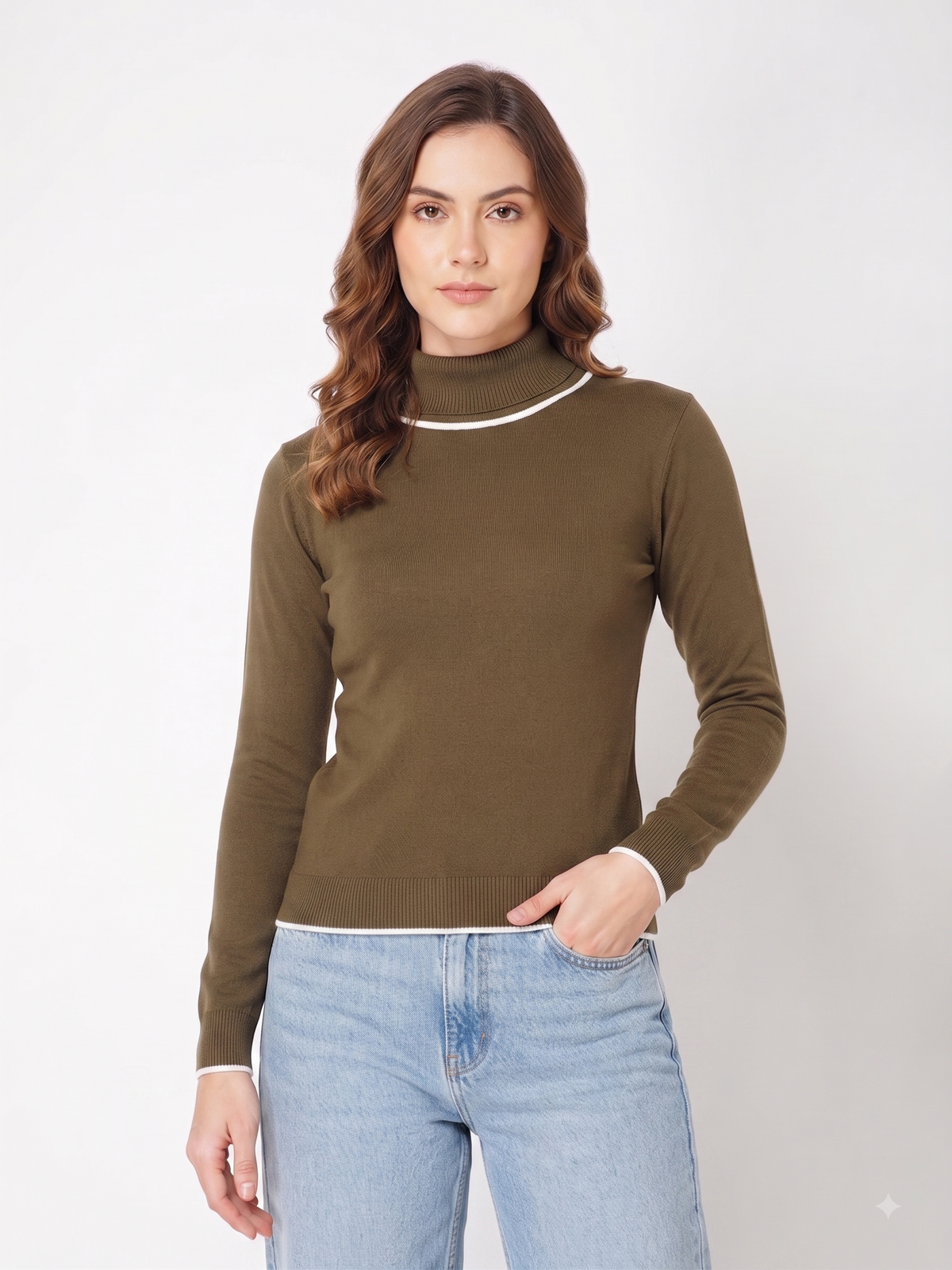Rauth Women’s High Neck Knitted Sweater | Full Sleeve Turtle Neck Pullover | Soft Comfortable Regular Fit Winter Wear for Women