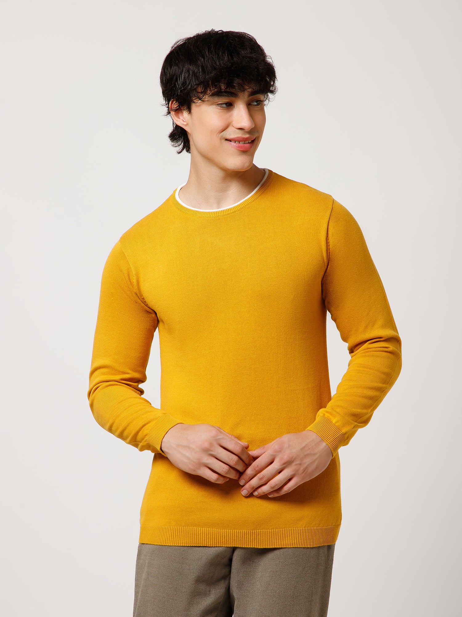 Essential Slim Fit Lightweight Crew Neck Pullover SweatShirt