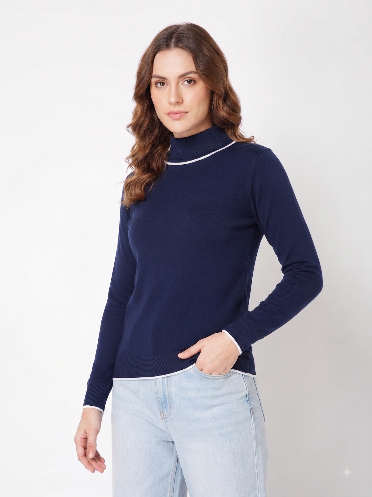 Rauth Women’s High Neck Knitted Sweater | Full Sleeve Turtle Neck Pullover | Soft Comfortable Regular Fit Winter Wear for Women