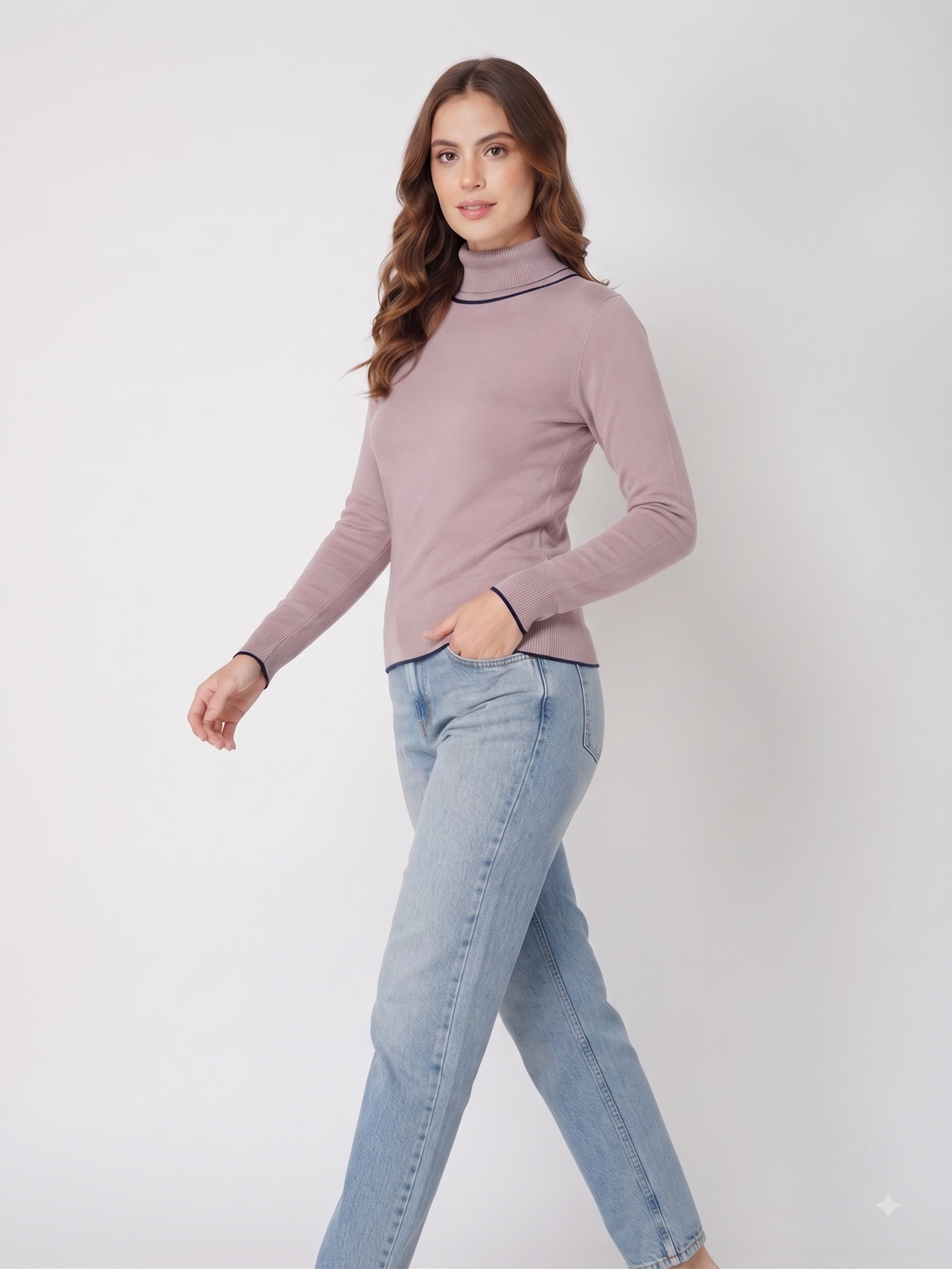 Rauth Women’s High Neck Knitted Sweater | Full Sleeve Turtle Neck Pullover | Soft Comfortable Regular Fit Winter Wear for Women