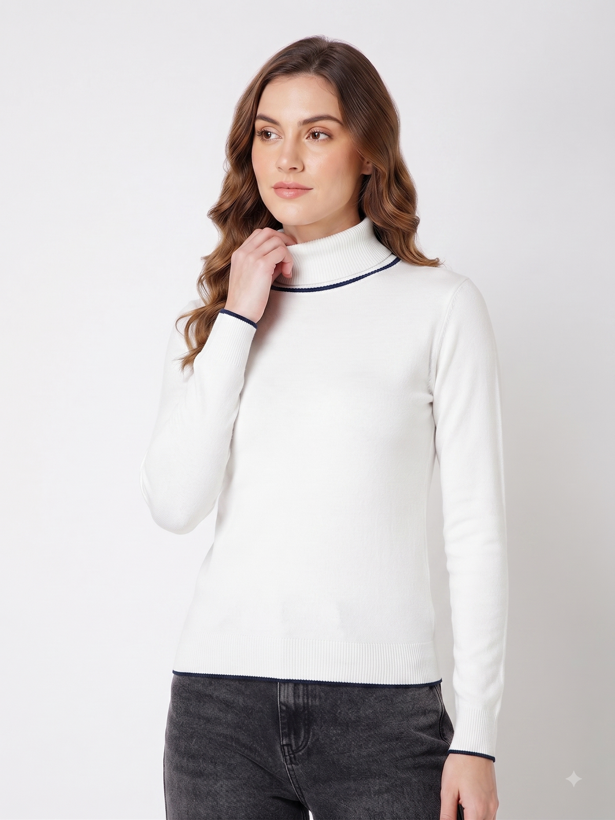 Rauth Women’s High Neck Knitted Sweater | Full Sleeve Turtle Neck Pullover | Soft Comfortable Regular Fit Winter Wear for Women