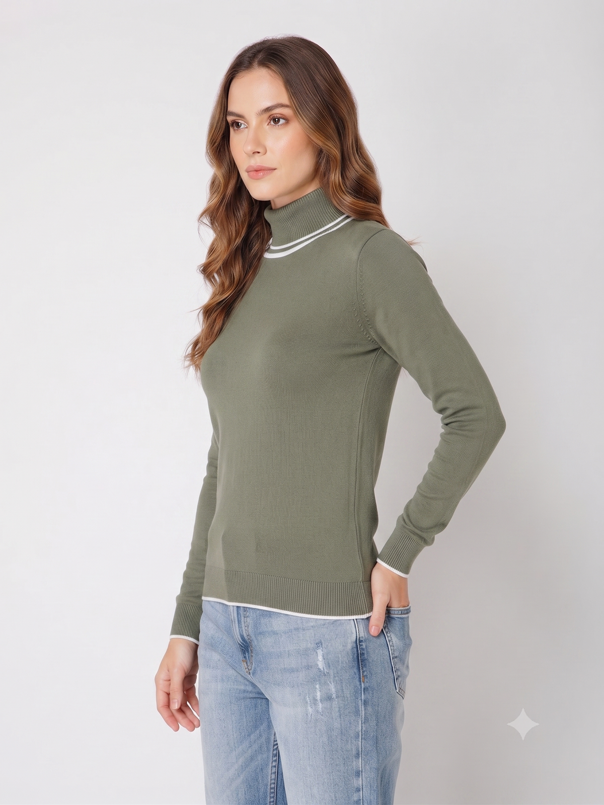 Rauth Women’s High Neck Knitted Sweater | Full Sleeve Turtle Neck Pullover | Soft Comfortable Regular Fit Winter Wear for Women