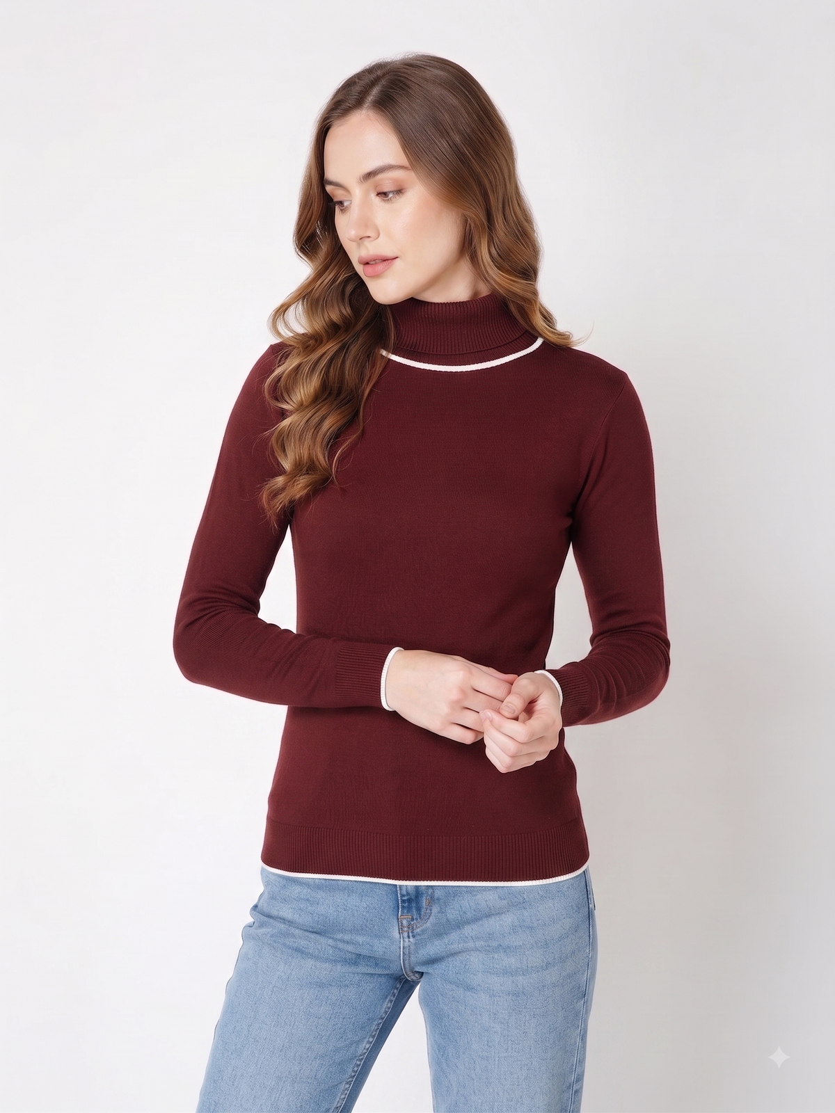 Rauth Women’s High Neck Knitted Sweater | Full Sleeve Turtle Neck Pullover | Soft Comfortable Regular Fit Winter Wear for Women