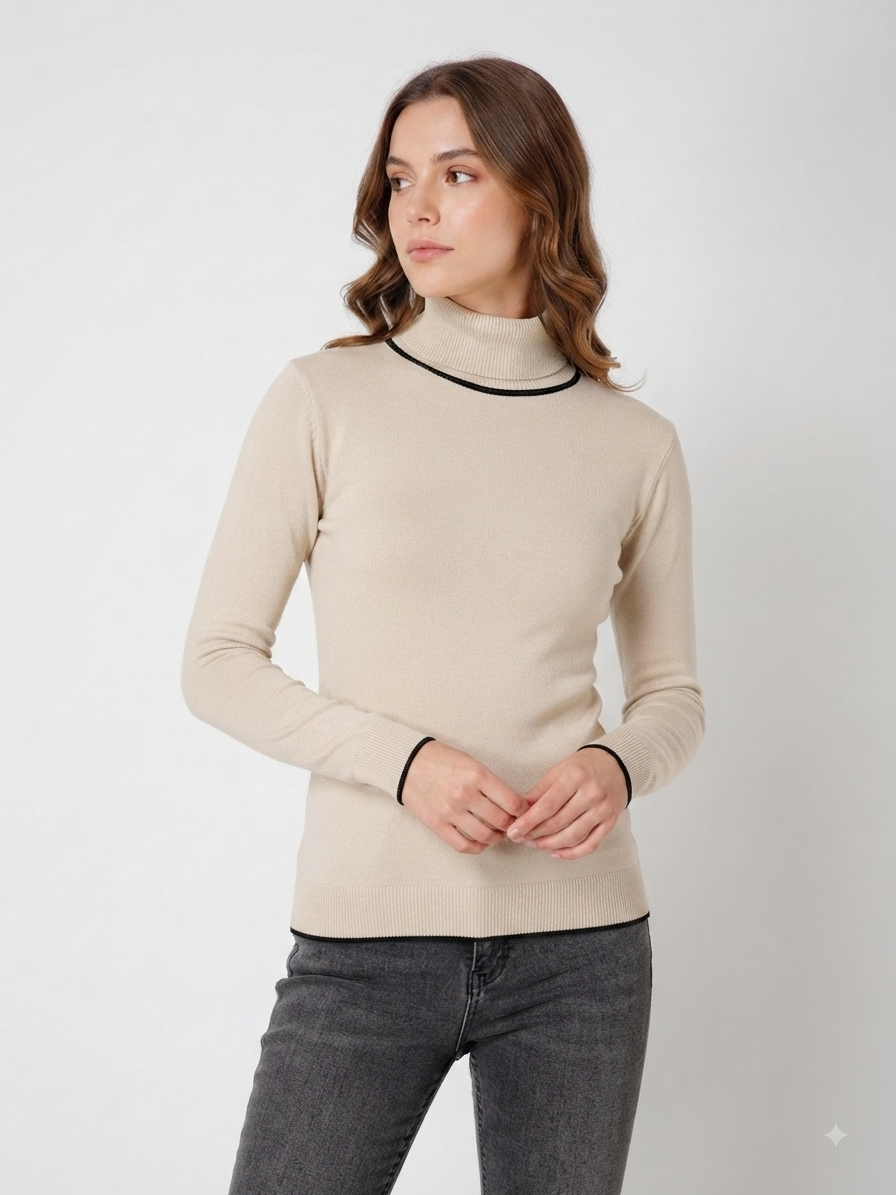 Rauth Women’s High Neck Knitted Sweater | Full Sleeve Turtle Neck Pullover | Soft Comfortable Regular Fit Winter Wear for Women