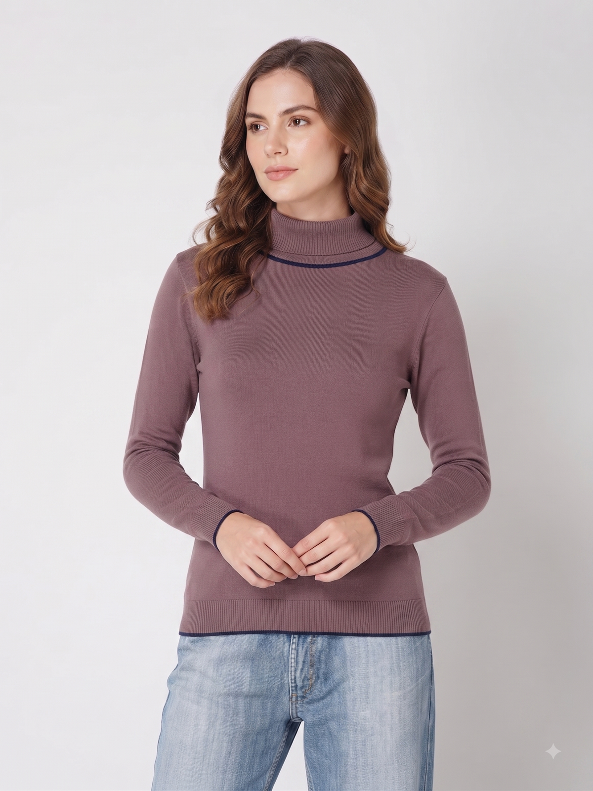 Rauth Women’s High Neck Knitted Sweater | Full Sleeve Turtle Neck Pullover | Soft Comfortable Regular Fit Winter Wear for Women
