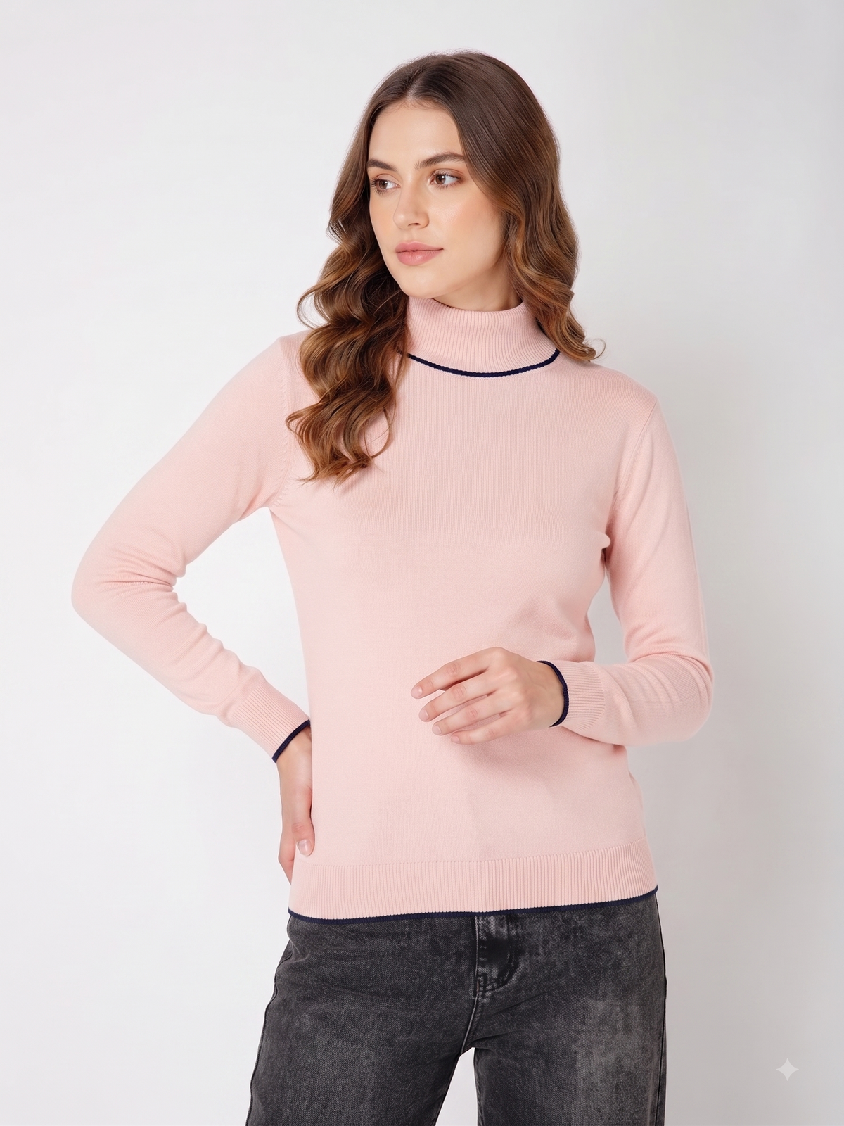 Rauth Women’s High Neck Knitted Sweater | Full Sleeve Turtle Neck Pullover | Soft Comfortable Regular Fit Winter Wear for Women