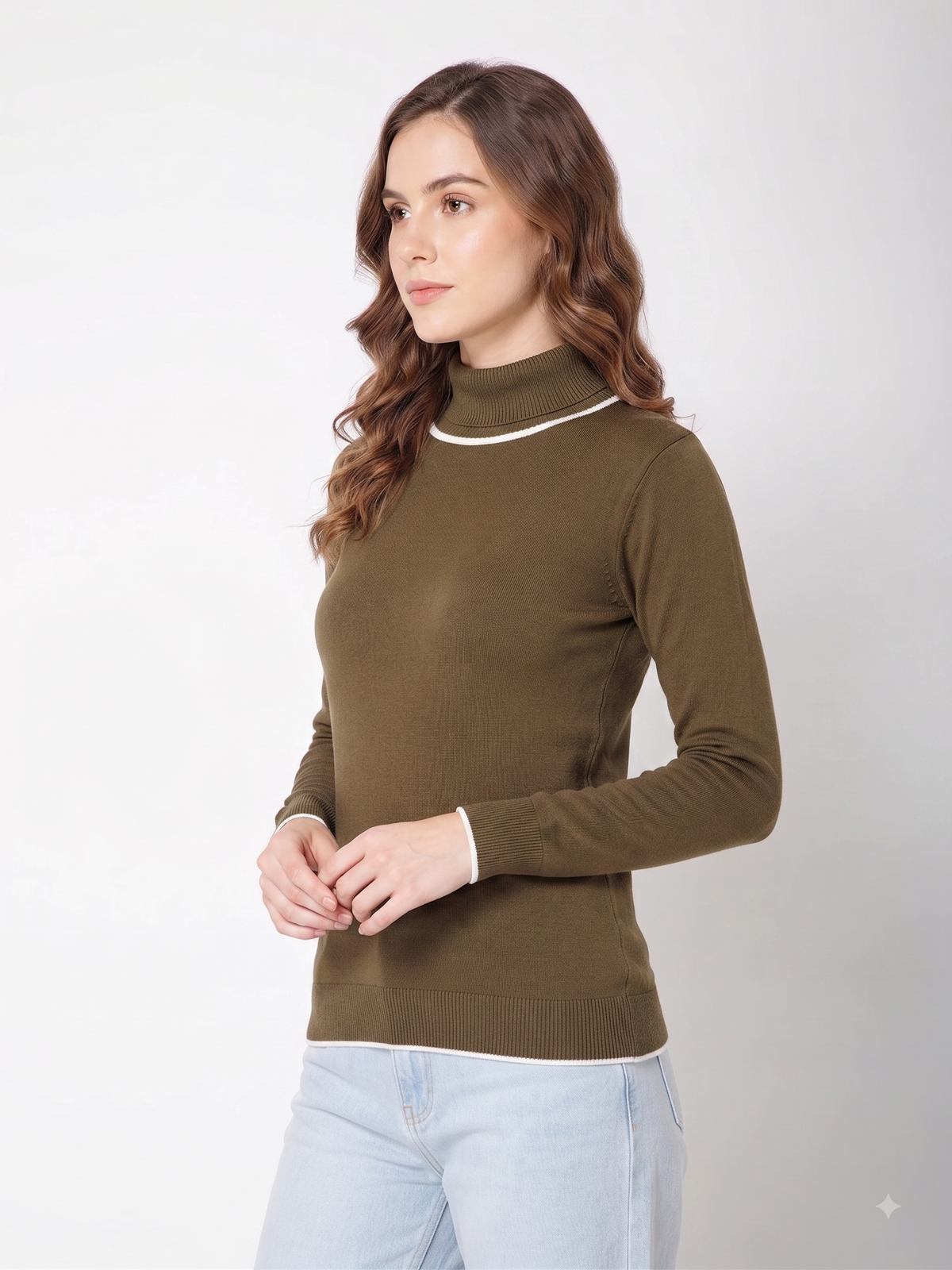 Rauth Women’s High Neck Knitted Sweater | Full Sleeve Turtle Neck Pullover | Soft Comfortable Regular Fit Winter Wear for Women