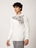 Men Printed Round Neck Pure Cotton White T-Shirt