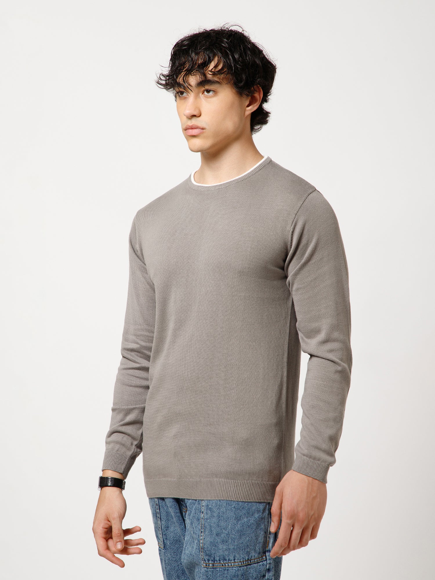 Essential Slim Fit Lightweight Crew Neck Pullover SweatShirt