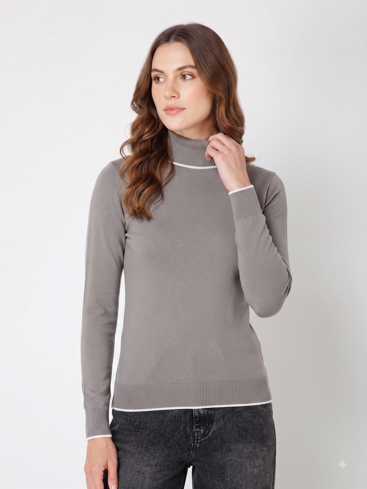 Rauth Women’s High Neck Knitted Sweater | Full Sleeve Turtle Neck Pullover | Soft Comfortable Regular Fit Winter Wear for Women