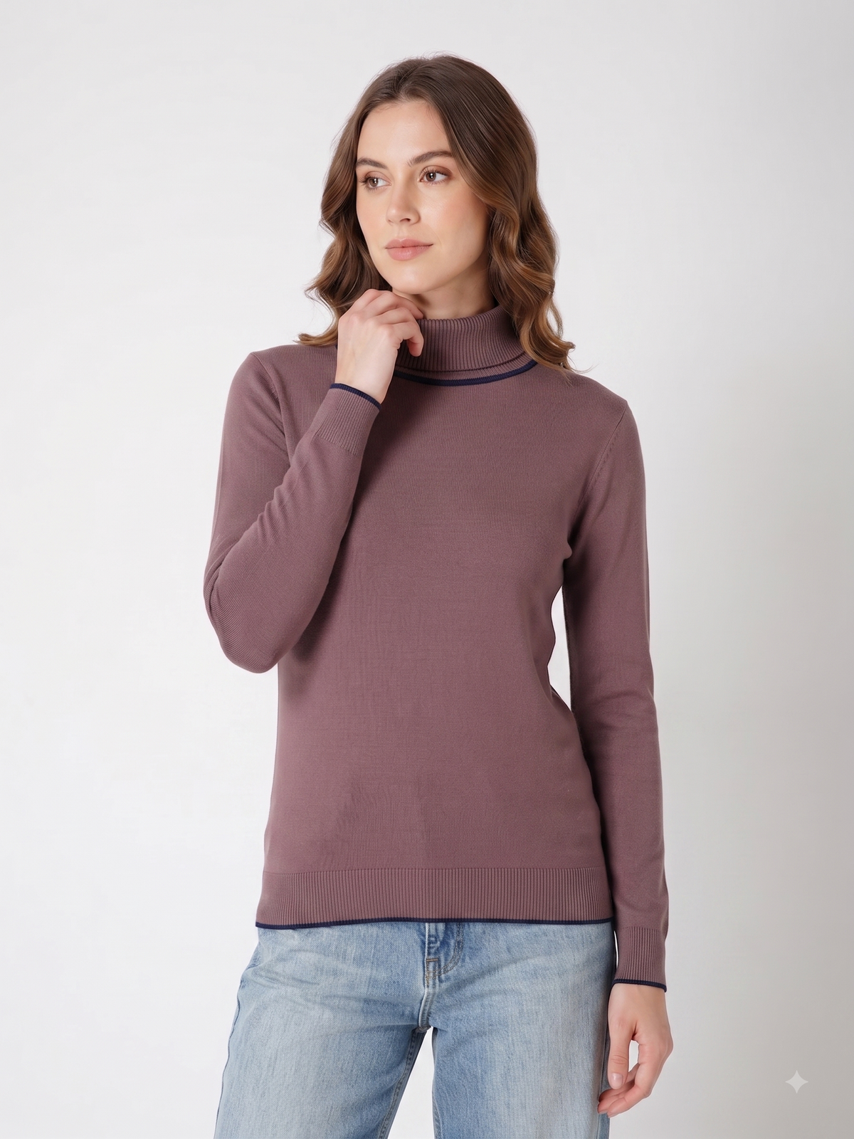 Rauth Women’s High Neck Knitted Sweater | Full Sleeve Turtle Neck Pullover | Soft Comfortable Regular Fit Winter Wear for Women