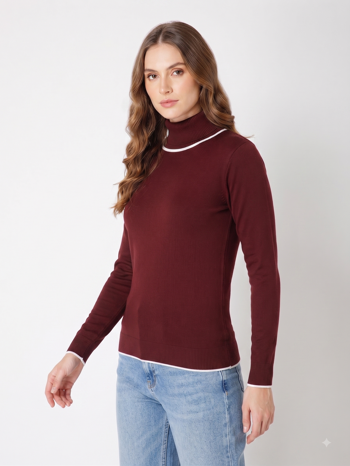 Rauth Women’s High Neck Knitted Sweater | Full Sleeve Turtle Neck Pullover | Soft Comfortable Regular Fit Winter Wear for Women