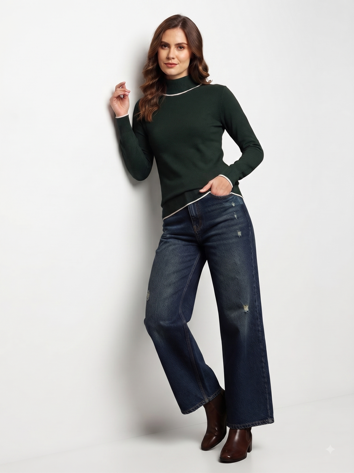 Rauth Women’s High Neck Knitted Sweater | Full Sleeve Turtle Neck Pullover | Soft Comfortable Regular Fit Winter Wear for Women