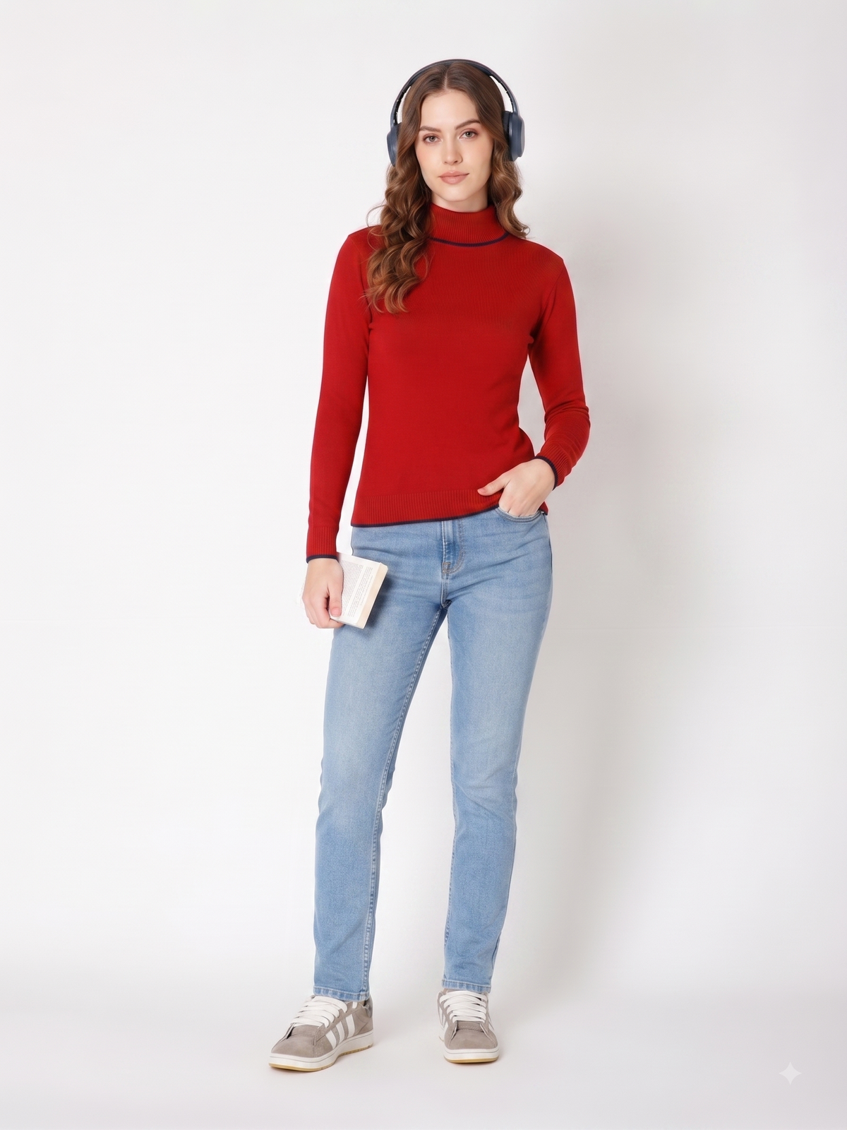 Rauth Women’s High Neck Knitted Sweater | Full Sleeve Turtle Neck Pullover | Soft Comfortable Regular Fit Winter Wear for Women