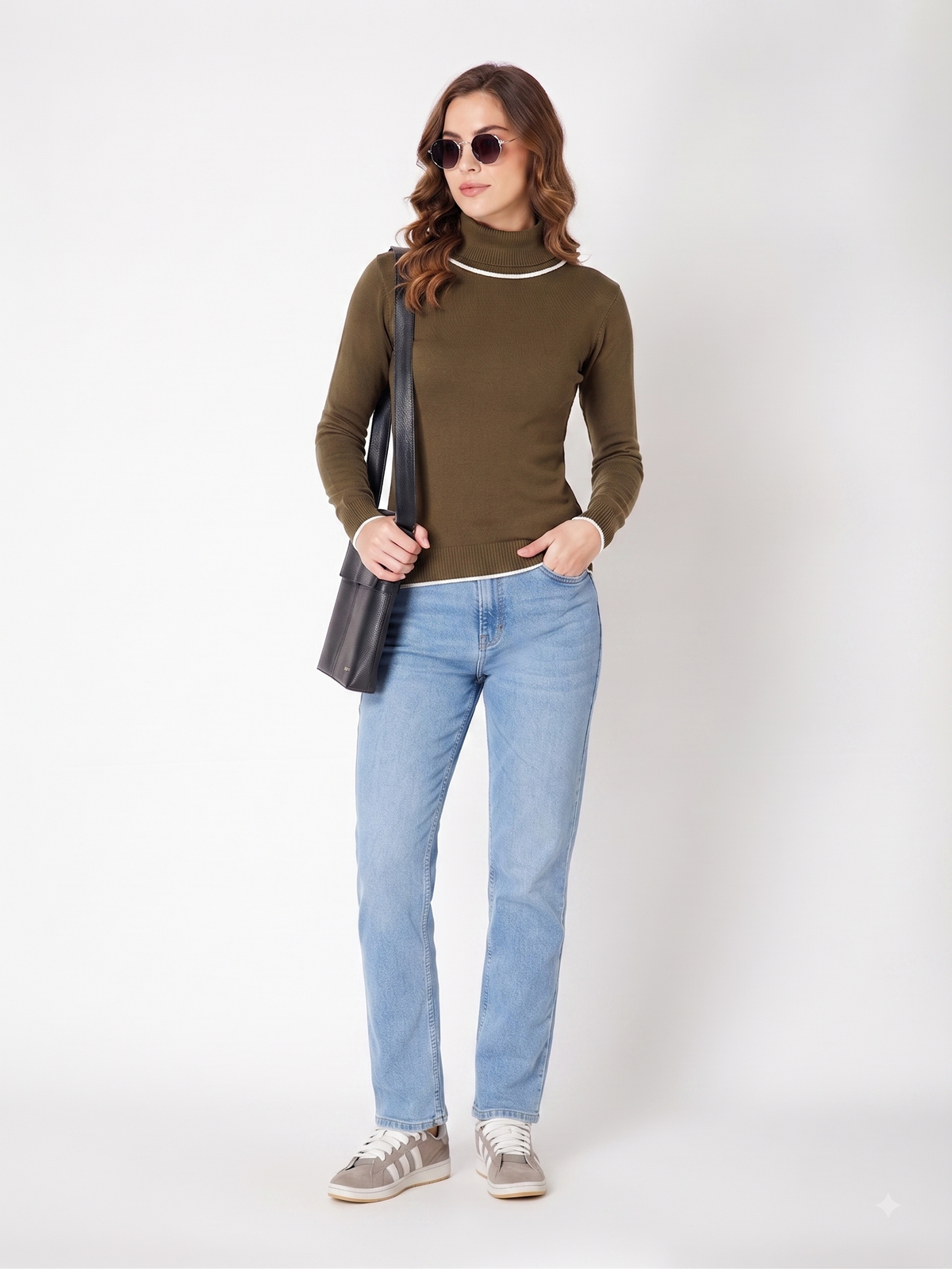 Rauth Women’s High Neck Knitted Sweater | Full Sleeve Turtle Neck Pullover | Soft Comfortable Regular Fit Winter Wear for Women