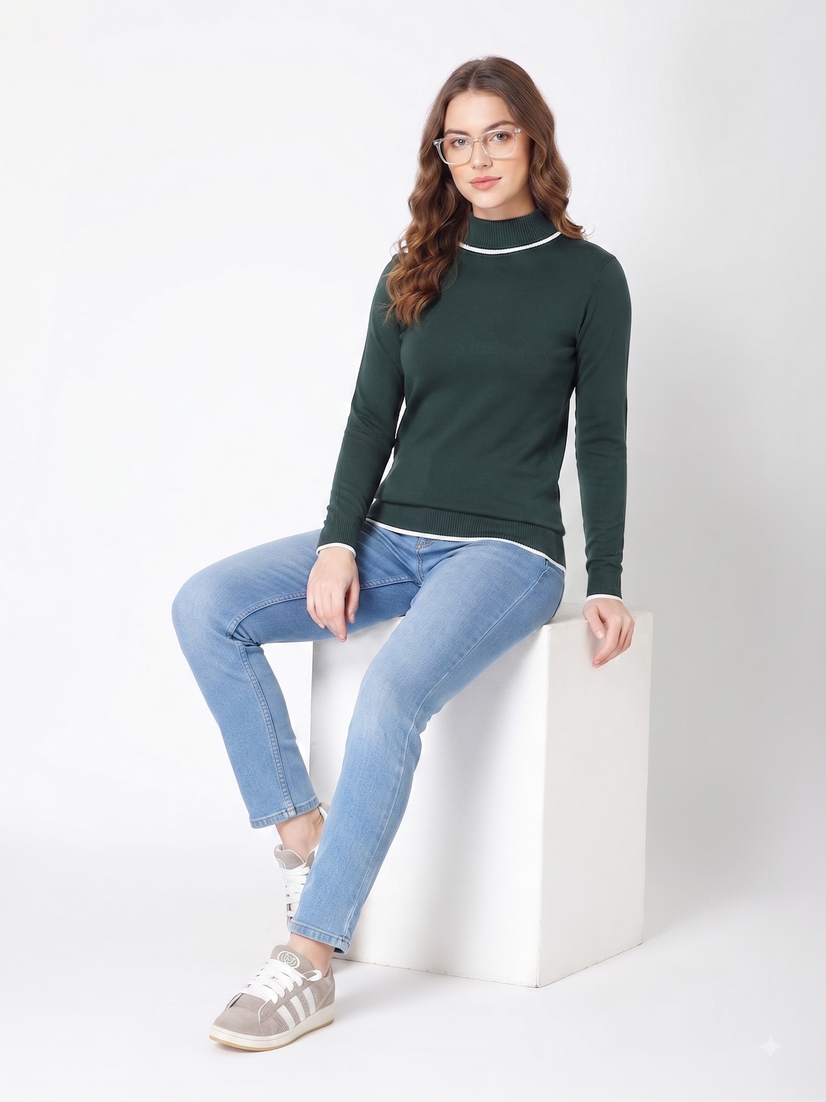 Rauth Women’s High Neck Knitted Sweater | Full Sleeve Turtle Neck Pullover | Soft Comfortable Regular Fit Winter Wear for Women