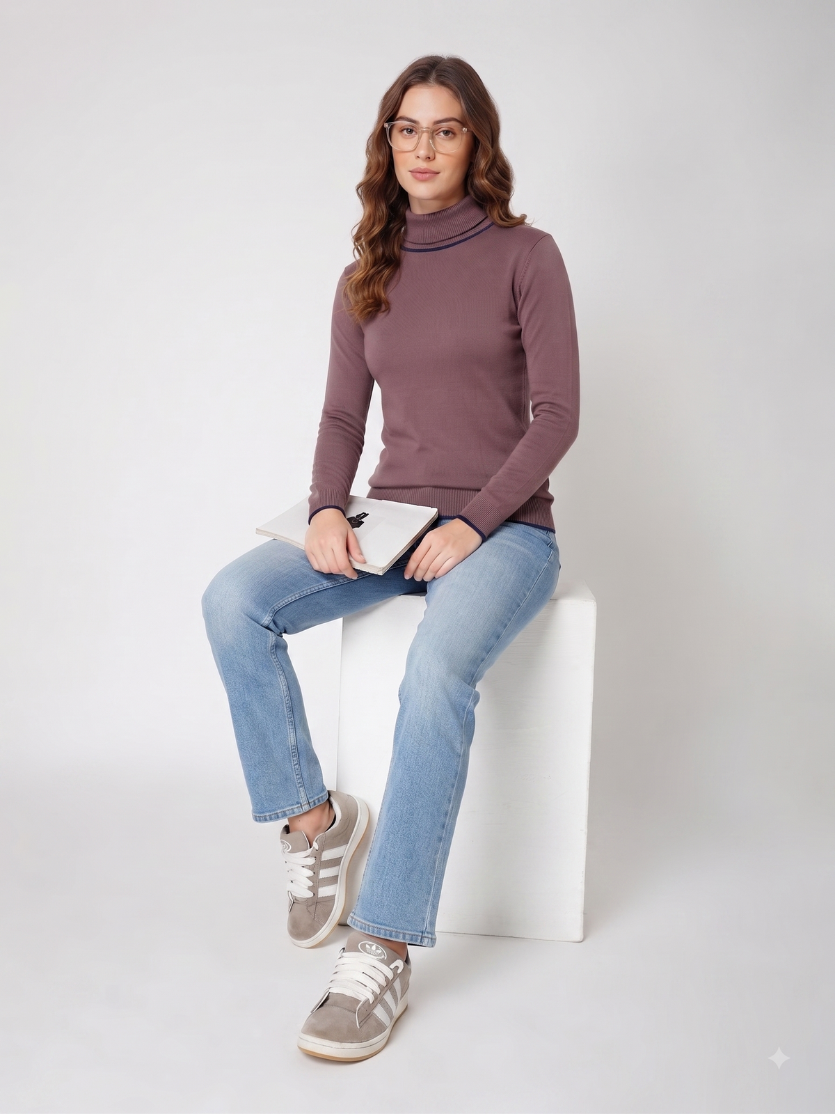Rauth Women’s High Neck Knitted Sweater | Full Sleeve Turtle Neck Pullover | Soft Comfortable Regular Fit Winter Wear for Women