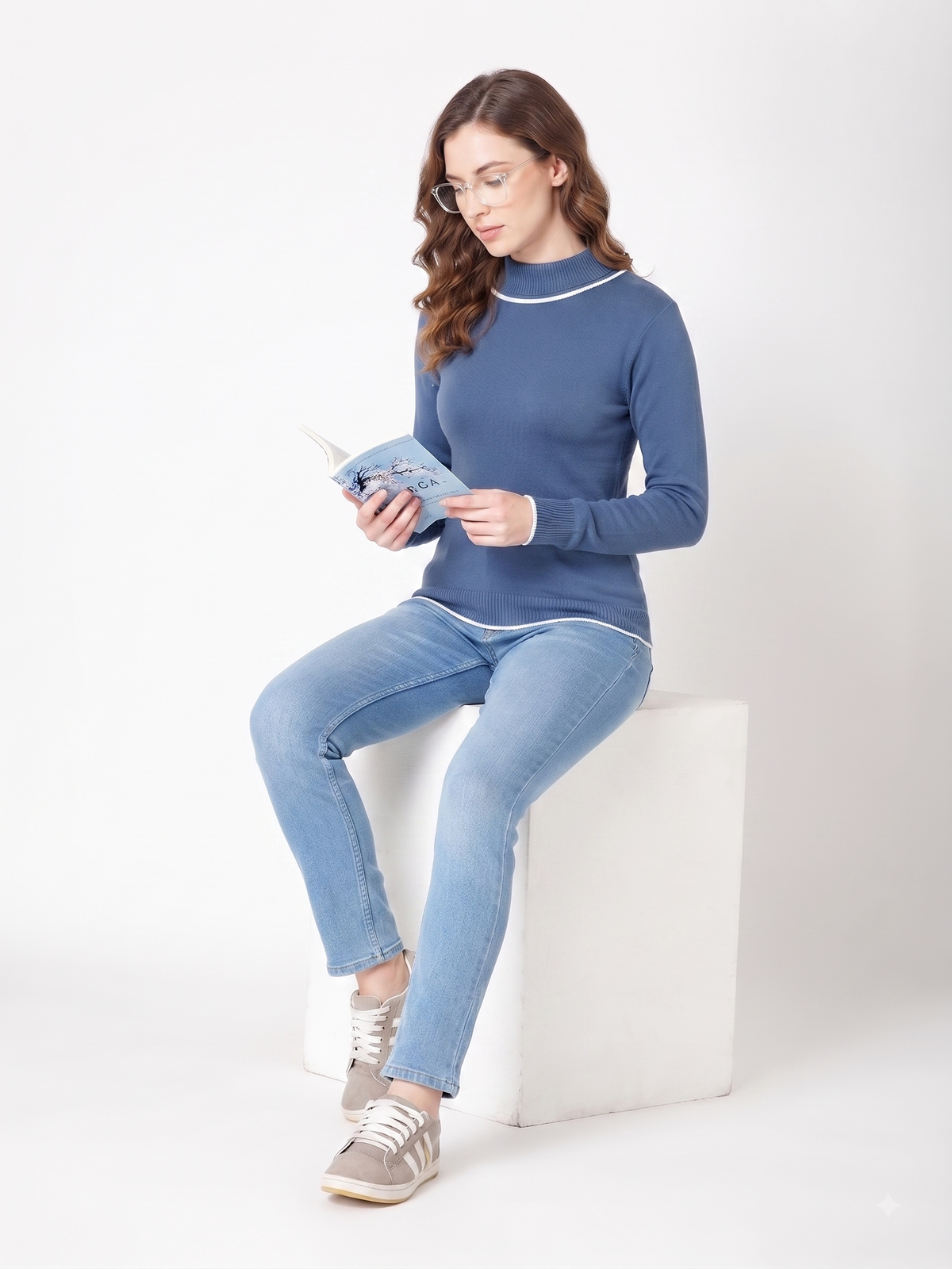 Rauth Women’s High Neck Knitted Sweater | Full Sleeve Turtle Neck Pullover | Soft Comfortable Regular Fit Winter Wear for Women