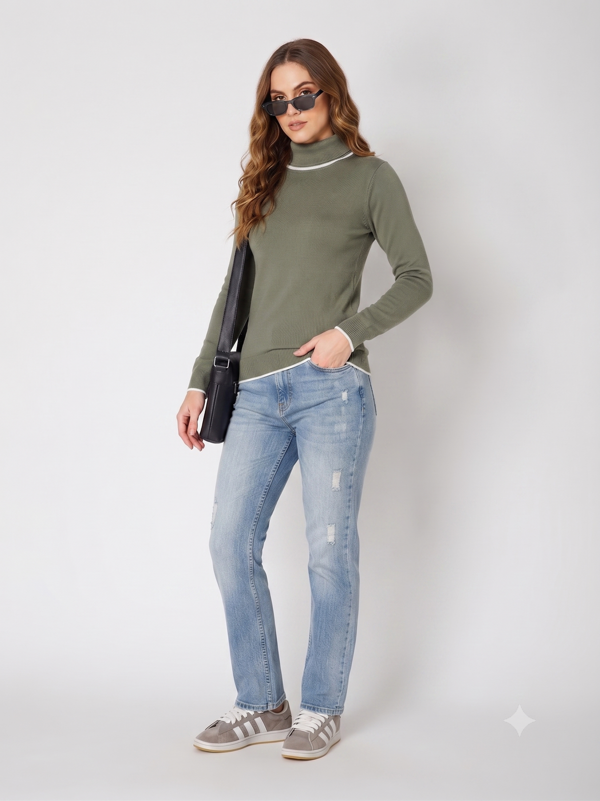 Rauth Women’s High Neck Knitted Sweater | Full Sleeve Turtle Neck Pullover | Soft Comfortable Regular Fit Winter Wear for Women