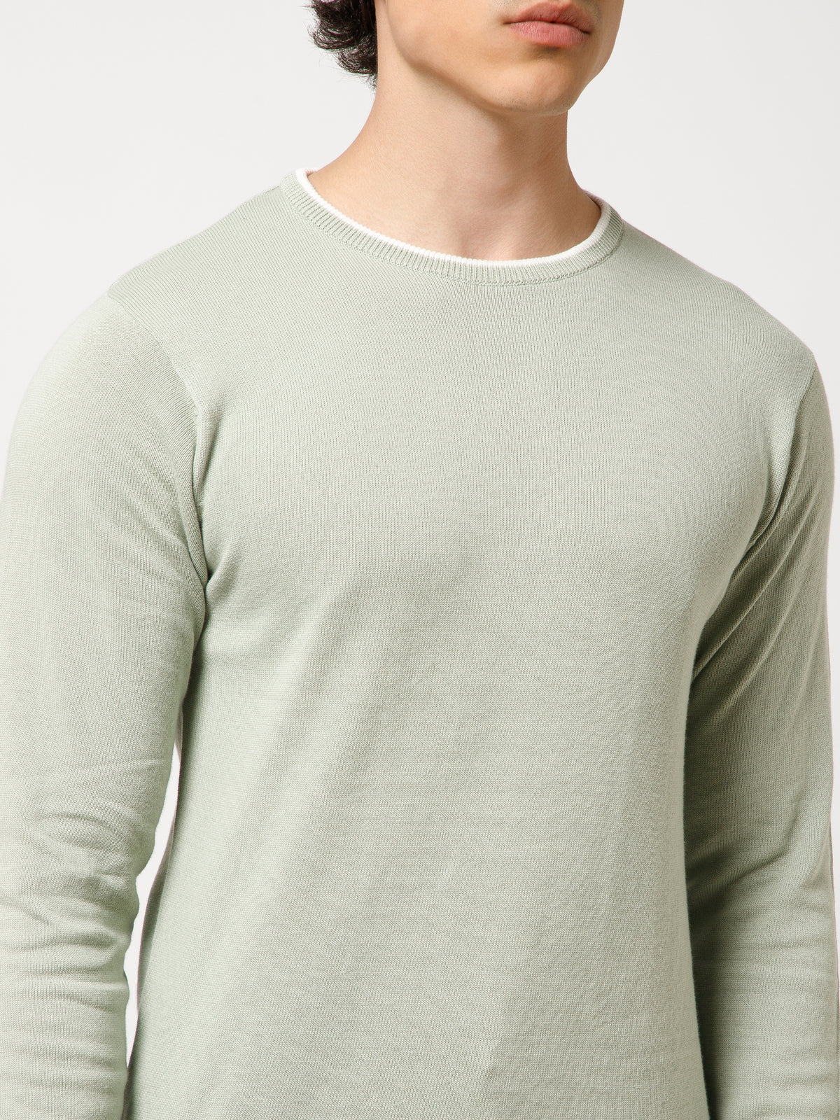 Men Full-Sleeves T-shirt Plain Round Neck 100% Cotton Blend