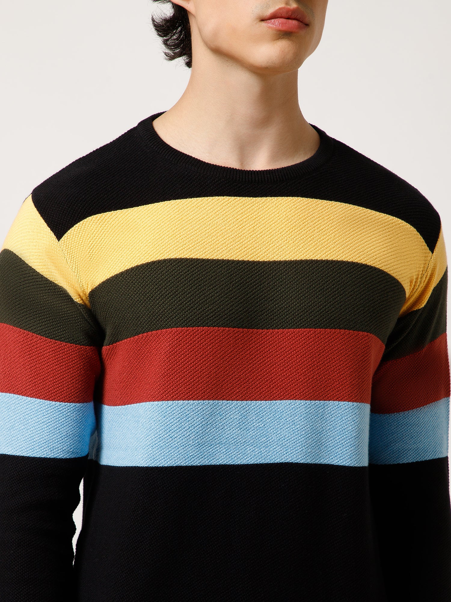 Retro Striped Knit Sweater with Modern Streetwear