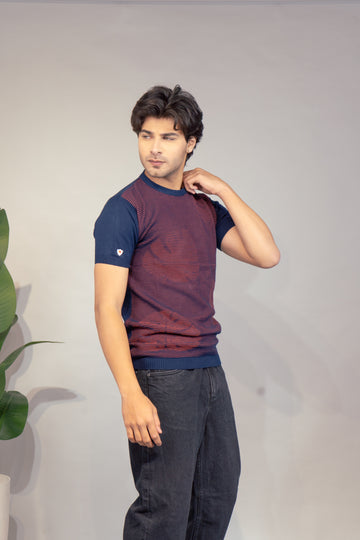 Men Striped T-Shirt | Stylish Round Neck Half Sleeve Casual T-Shirt for Men | Horizontal Stripe Pattern Summer Wear T Shirt
