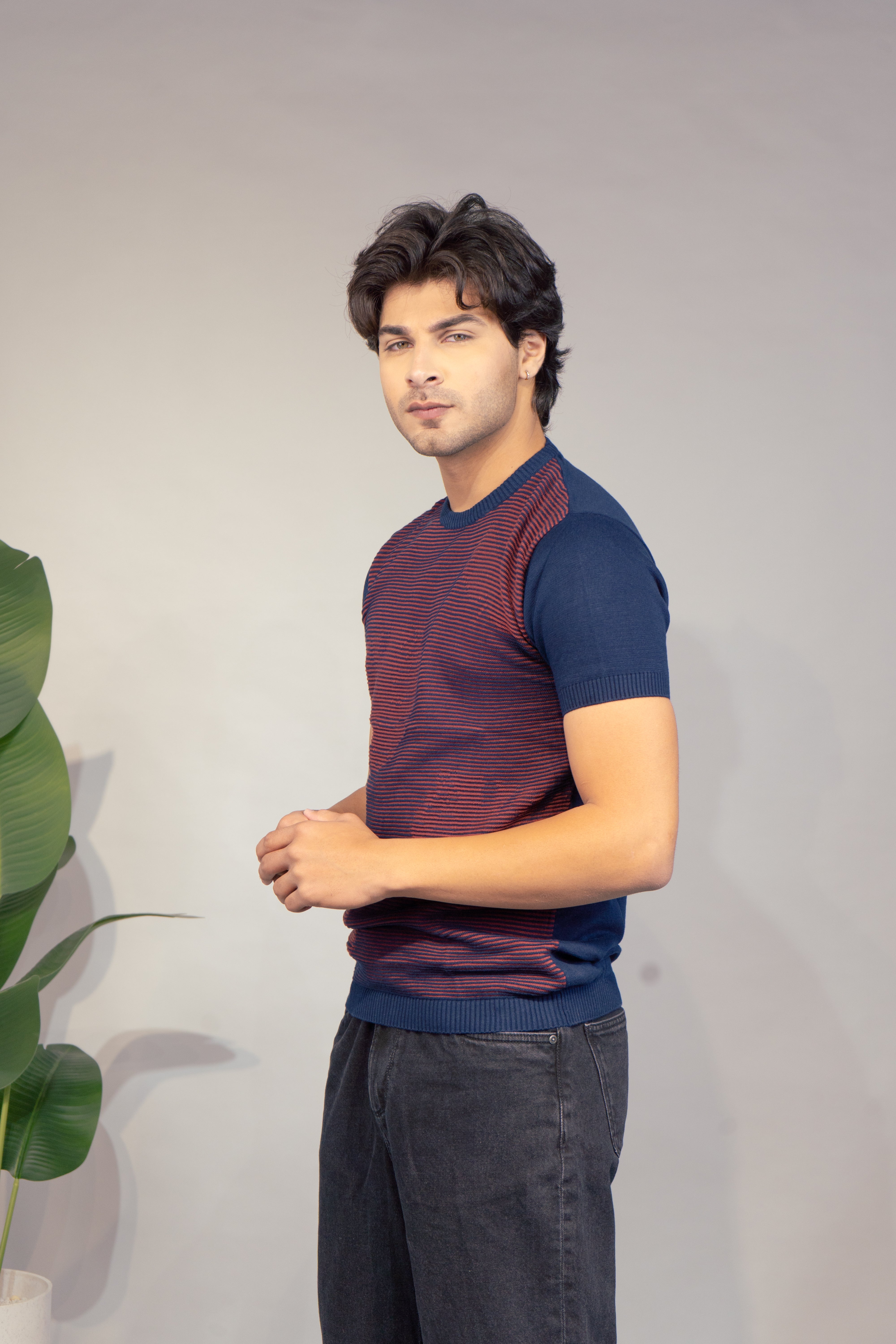 Men Striped T-Shirt | Stylish Round Neck Half Sleeve Casual T-Shirt for Men | Horizontal Stripe Pattern Summer Wear T Shirt