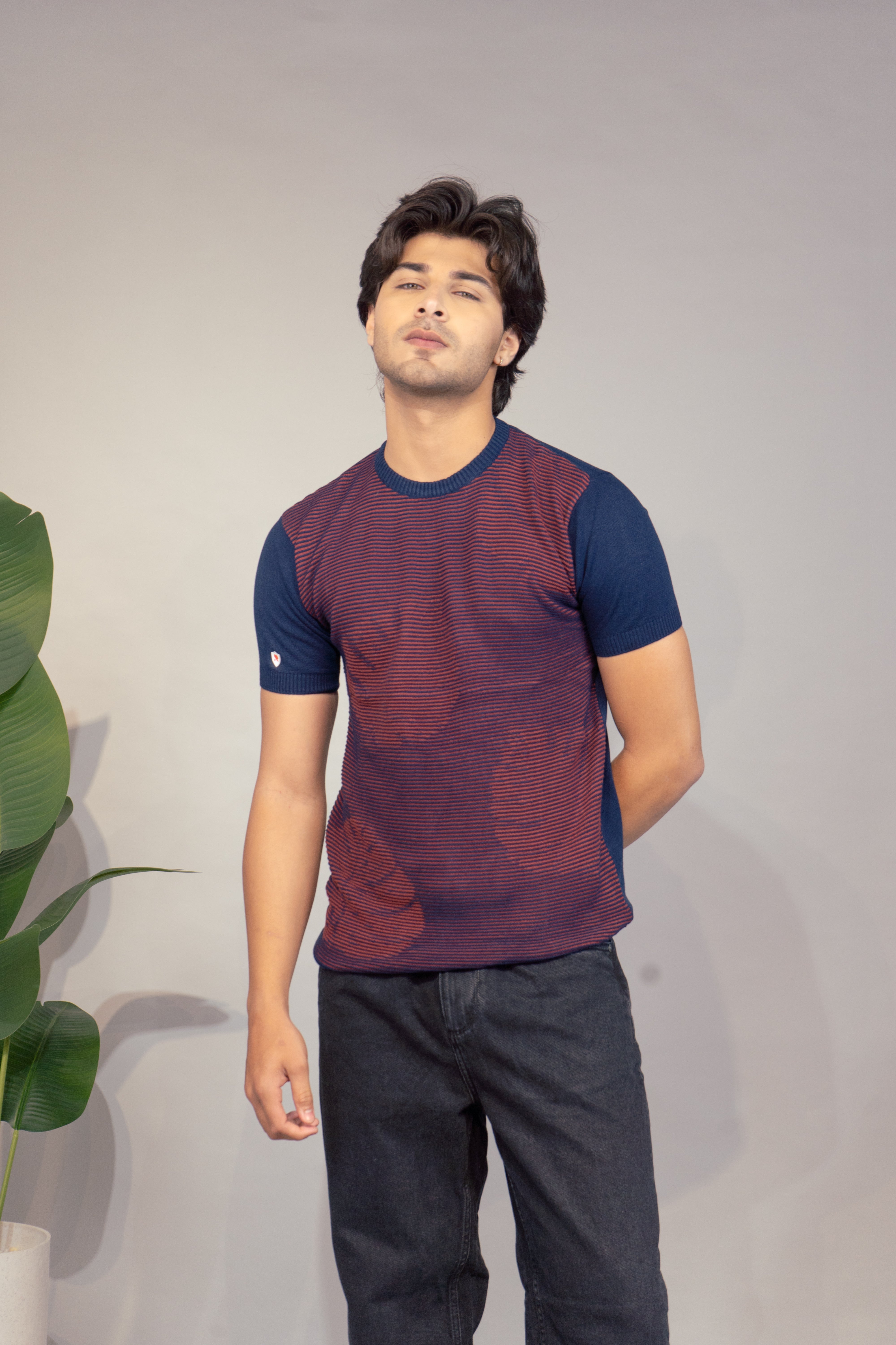 Men Striped T-Shirt | Stylish Round Neck Half Sleeve Casual T-Shirt for Men | Horizontal Stripe Pattern Summer Wear T Shirt