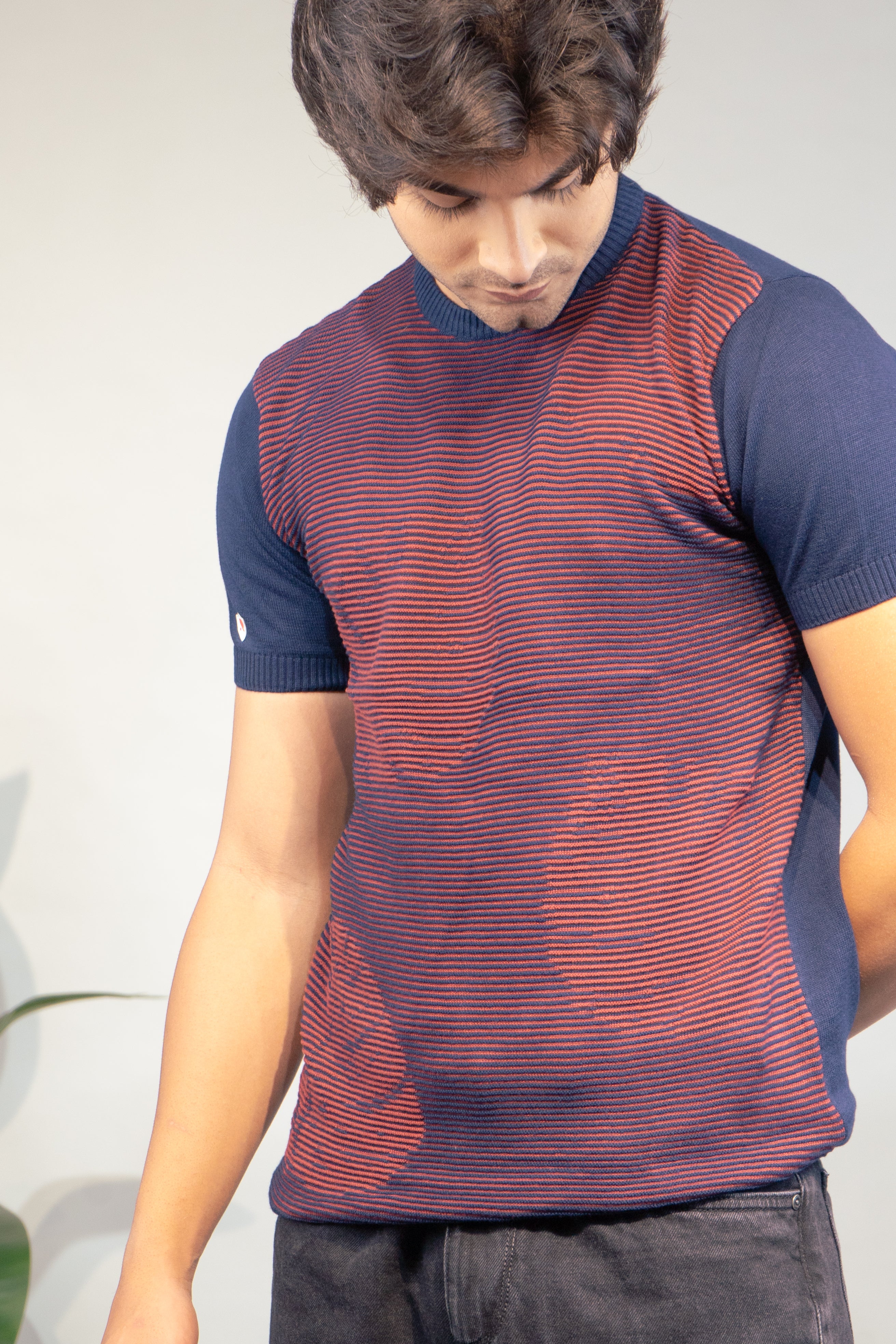 Men Striped T-Shirt | Stylish Round Neck Half Sleeve Casual T-Shirt for Men | Horizontal Stripe Pattern Summer Wear T Shirt