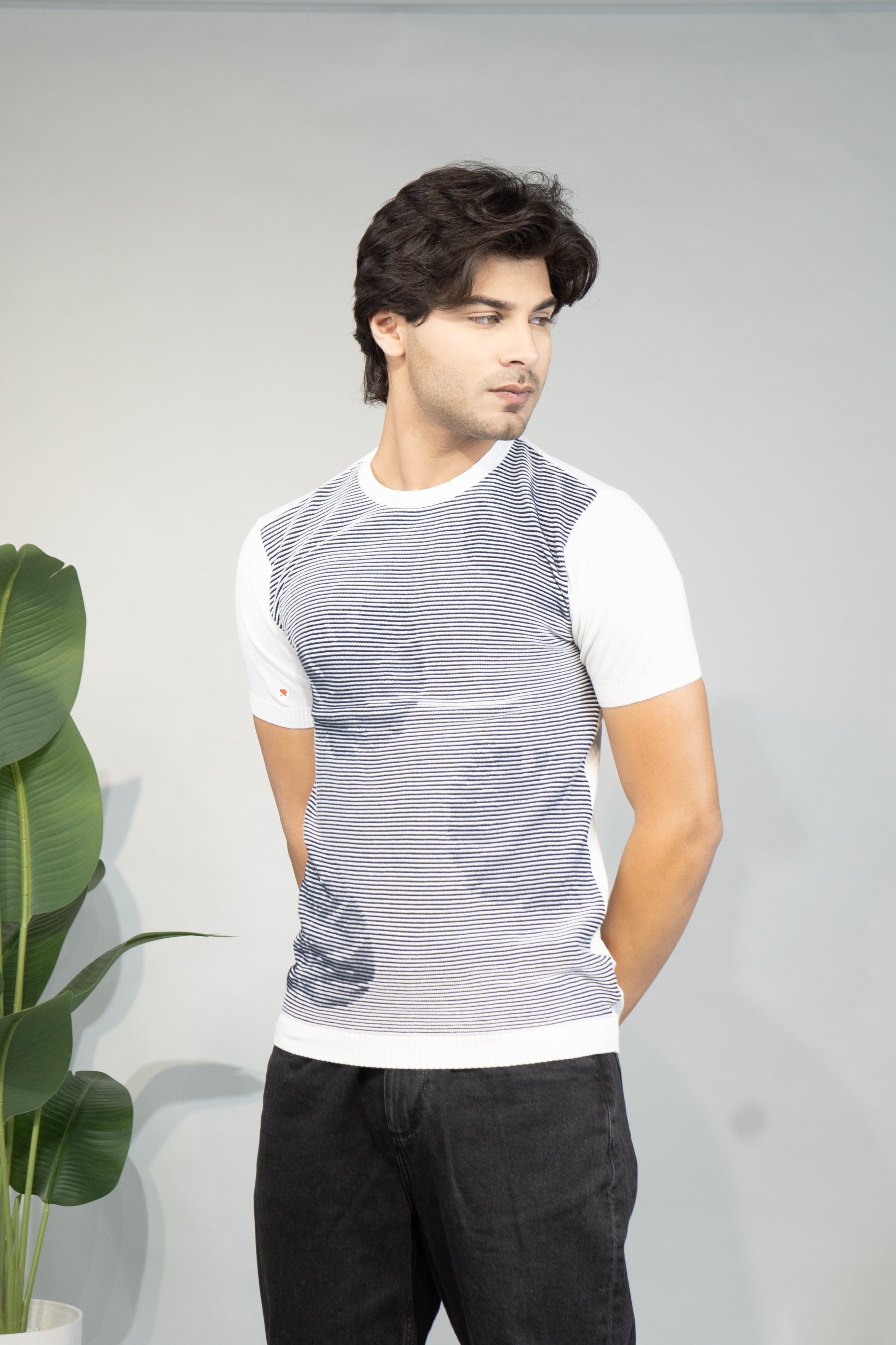 Men Striped T-Shirt | Stylish Round Neck Half Sleeve Casual T-Shirt for Men | Horizontal Stripe Pattern Summer Wear T Shirt