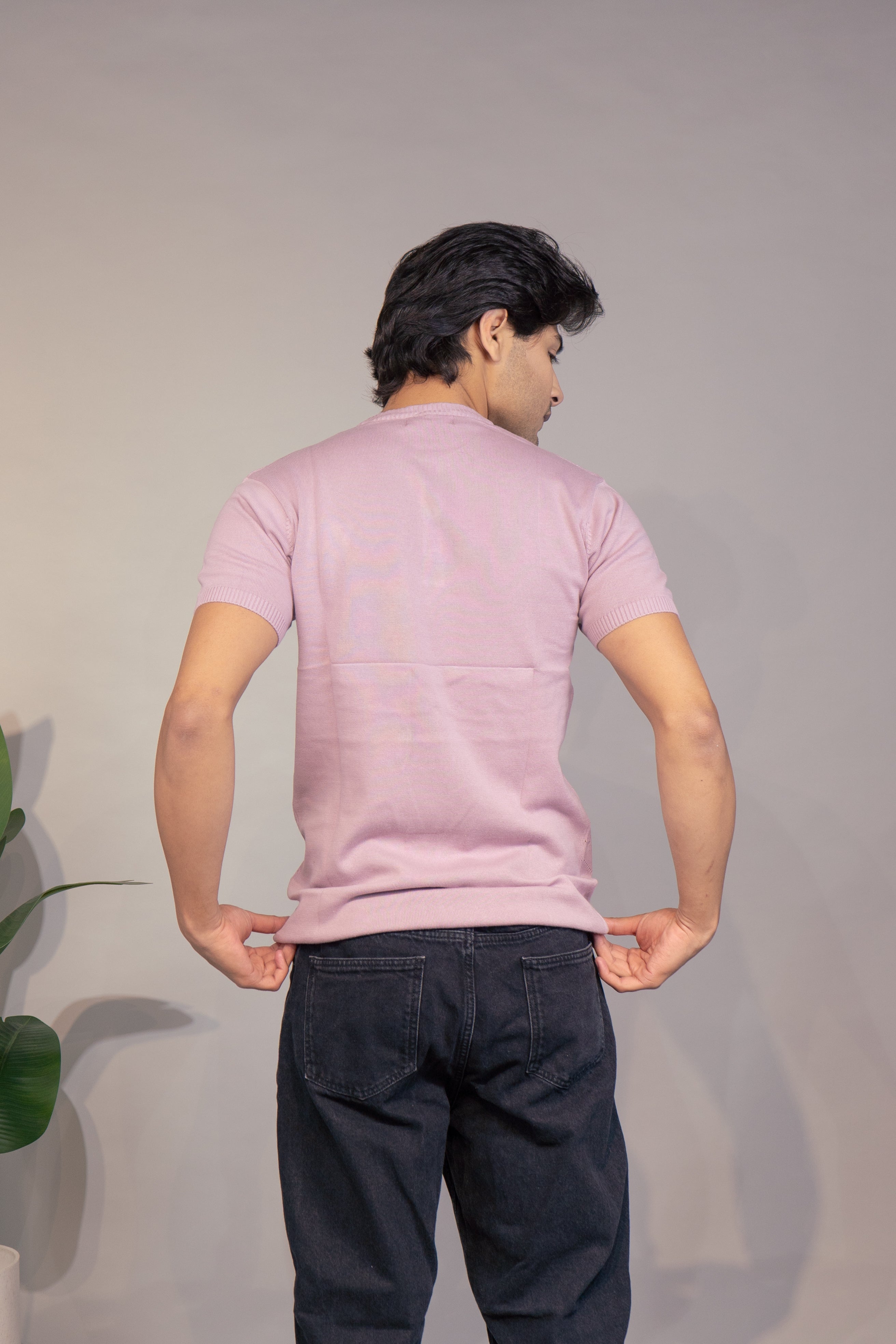 Men Textured T-Shirt | Stylish Henley Neck Half Sleeve Casual T-Shirt for Men | Self Design Zig Zag Knitted Summer Wear T Shirt