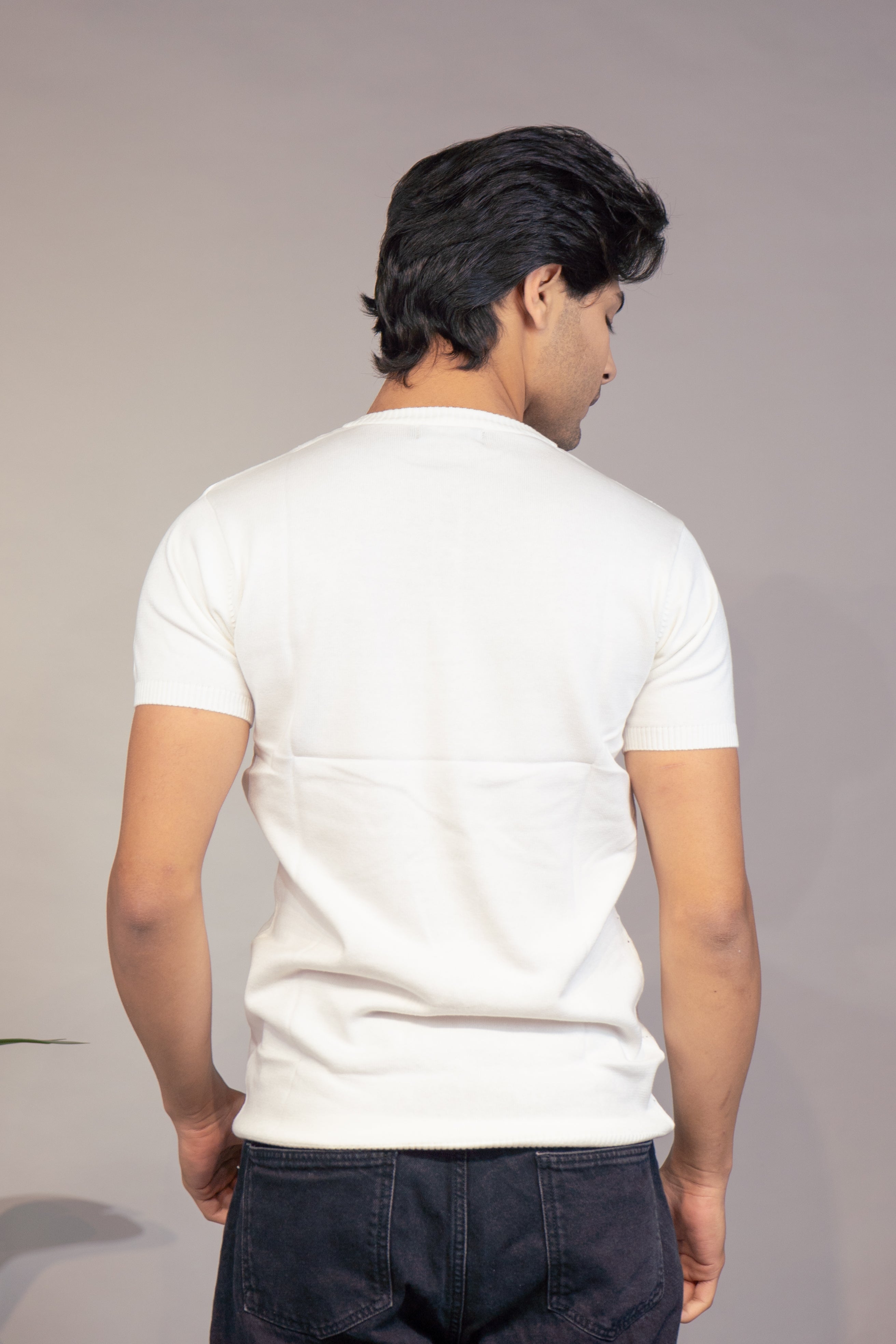 Men Textured T-Shirt | Stylish Henley Neck Half Sleeve Casual T-Shirt for Men | Self Design Zig Zag Knitted Summer Wear T Shirt