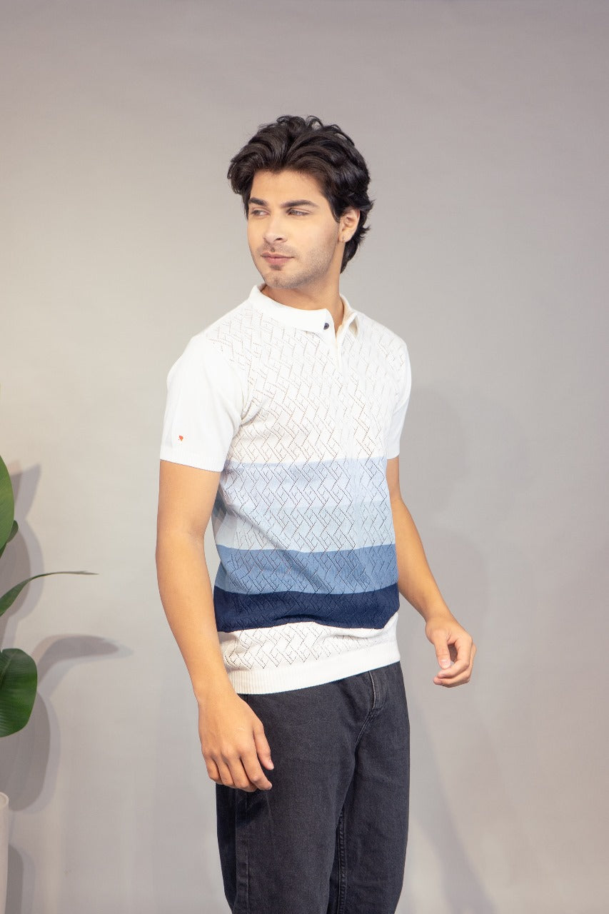 Men Colorblock Polo Neck Pure Cotton Multicolor T-Shirt