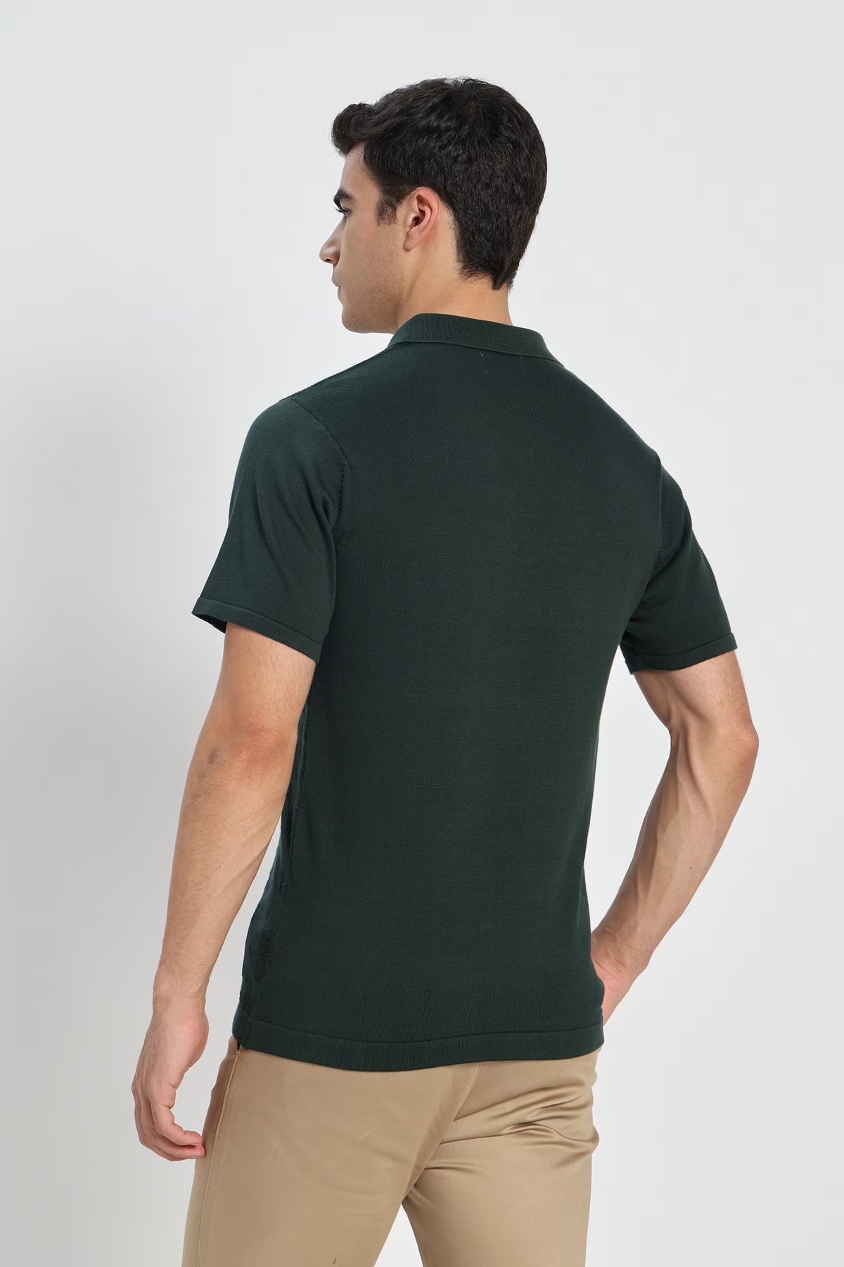 Rauth Men Self-Design Textured Knitted Polo Collar Casual T-Shirt