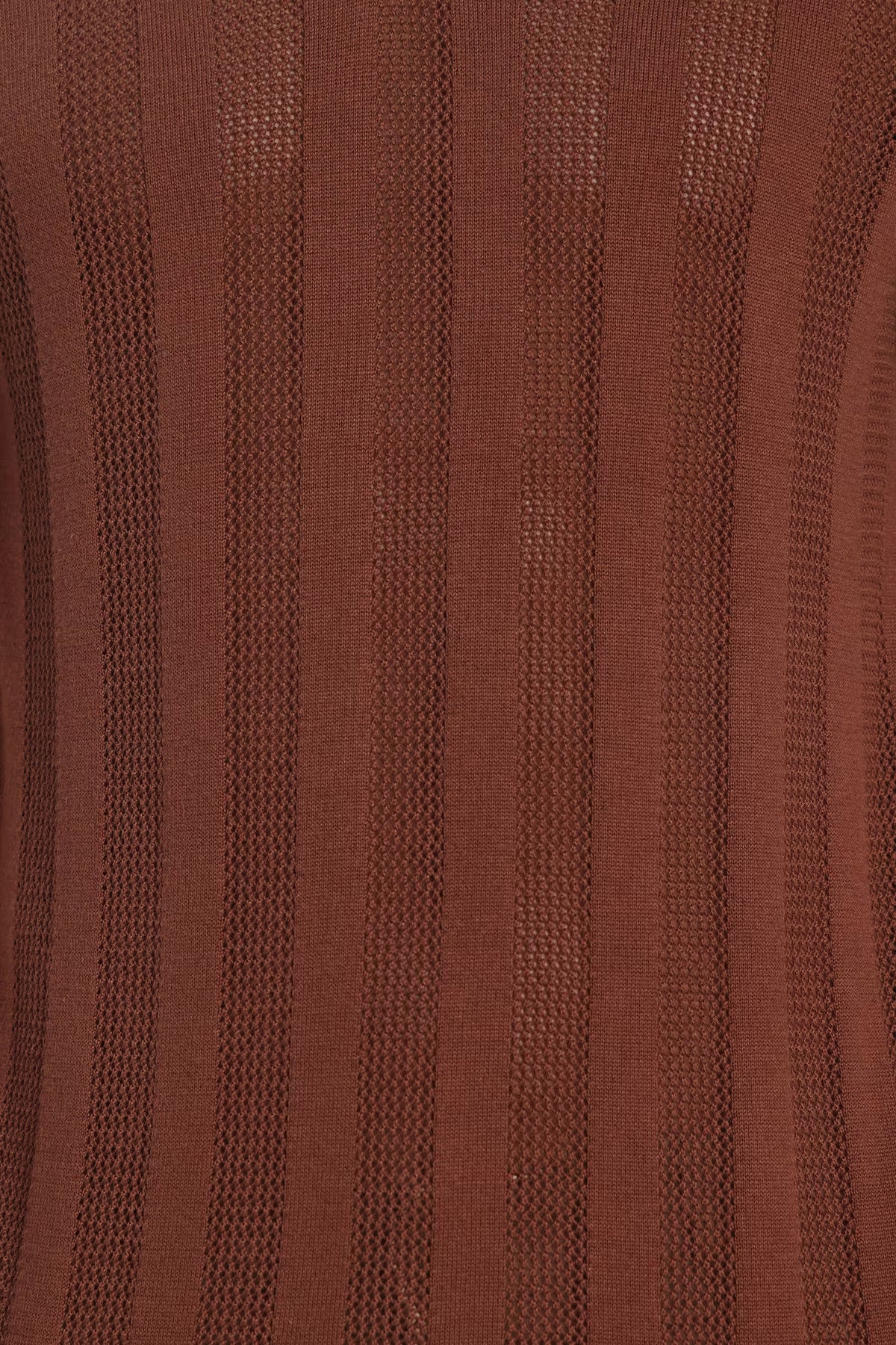 Rauth Men Striped Textured Knitted Polo Collar Casual T-Shirt